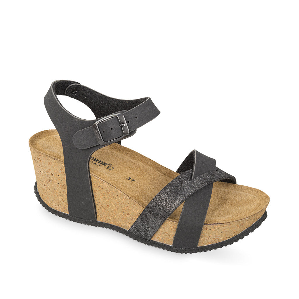 Valleverde Sandali con Zeppa Zeppe da Donna – Nero