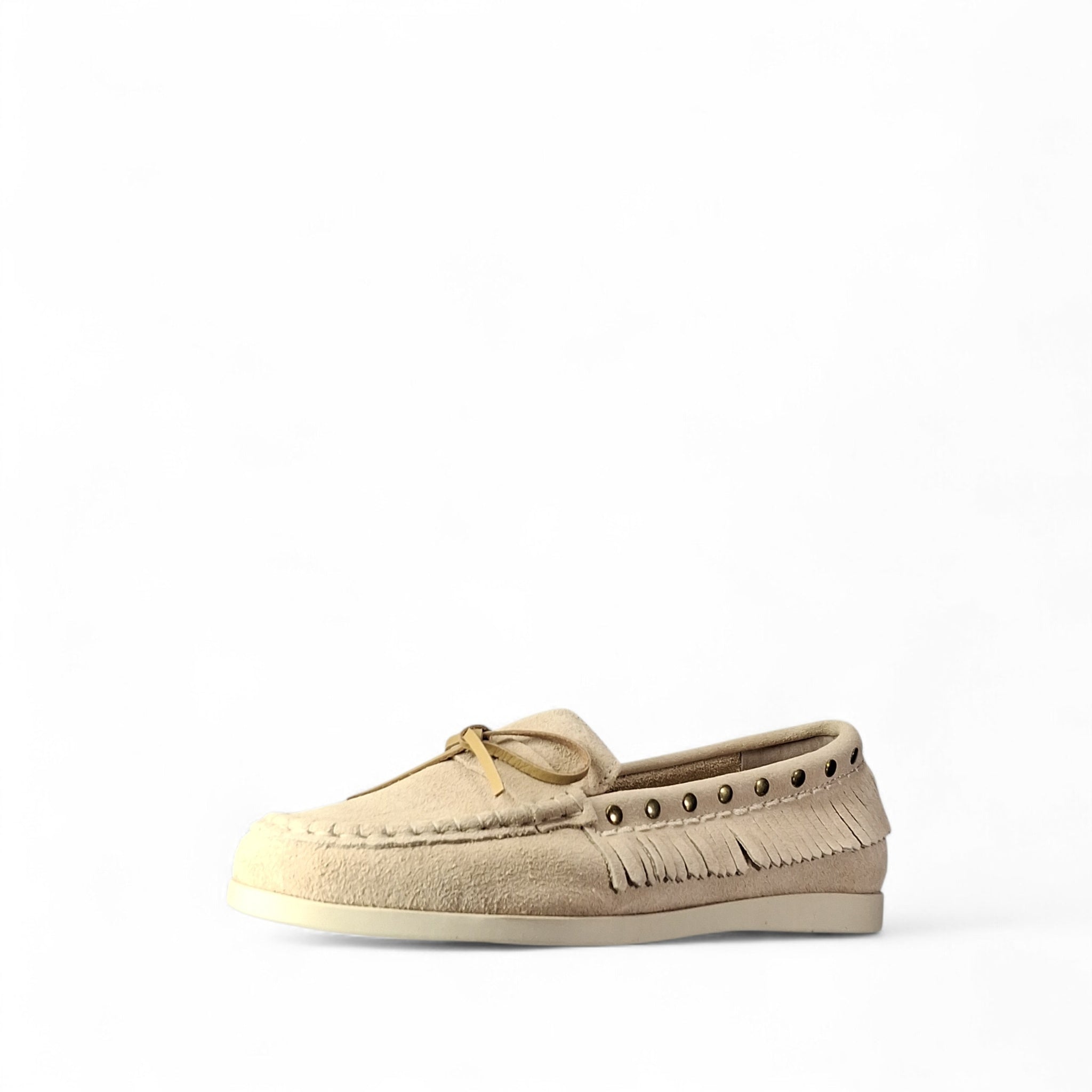 Colors of California Cow Suede Sfringed Mocassini da Donna – Bianco - HC YUCCA01