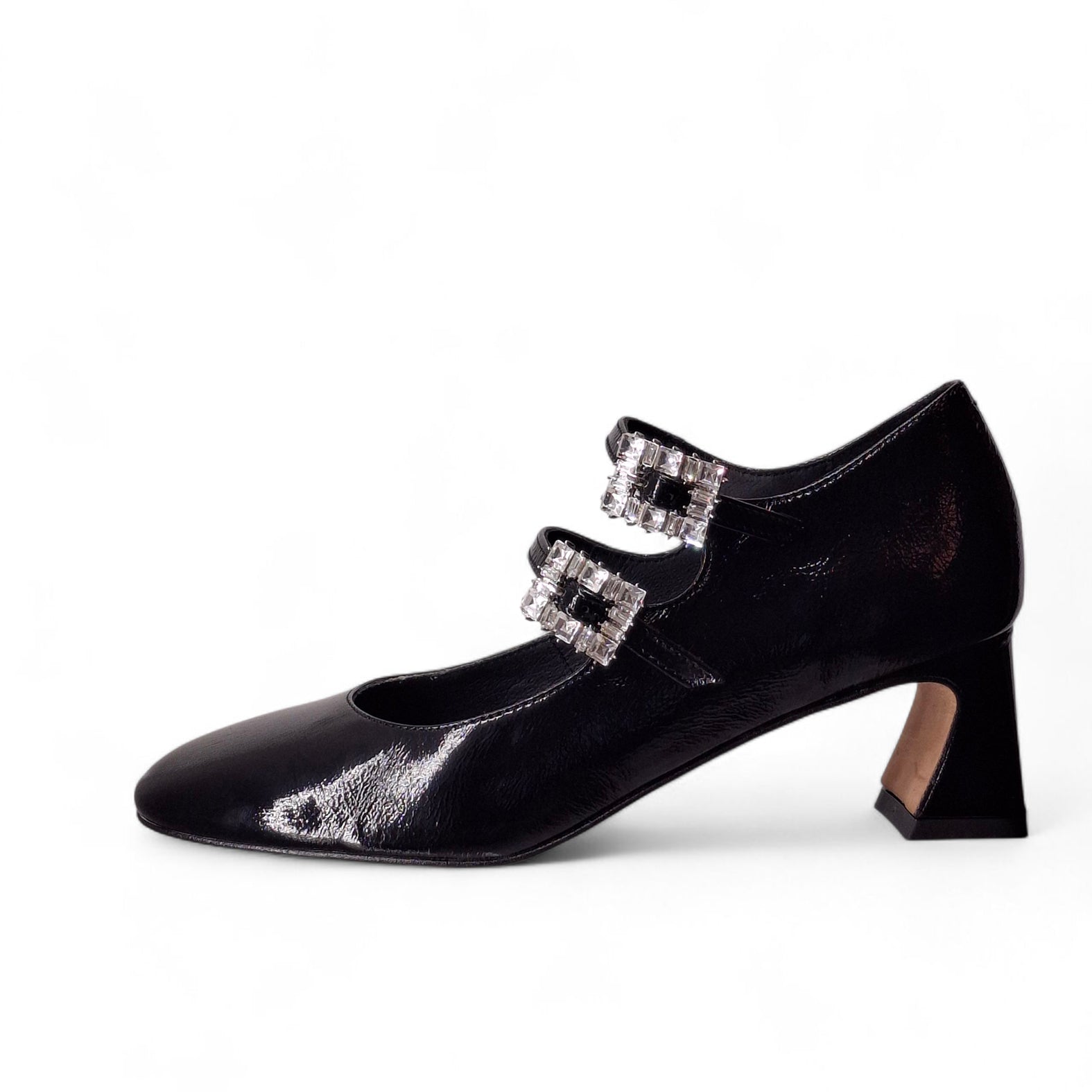 Kammi Decolleté Ballerina Tacco Gioiello da Donna – Nero