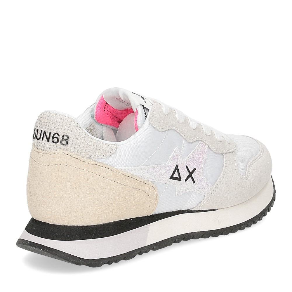 Sun68 Sneakers Basse Stargirl Glitter Logo da Donna – Bianco