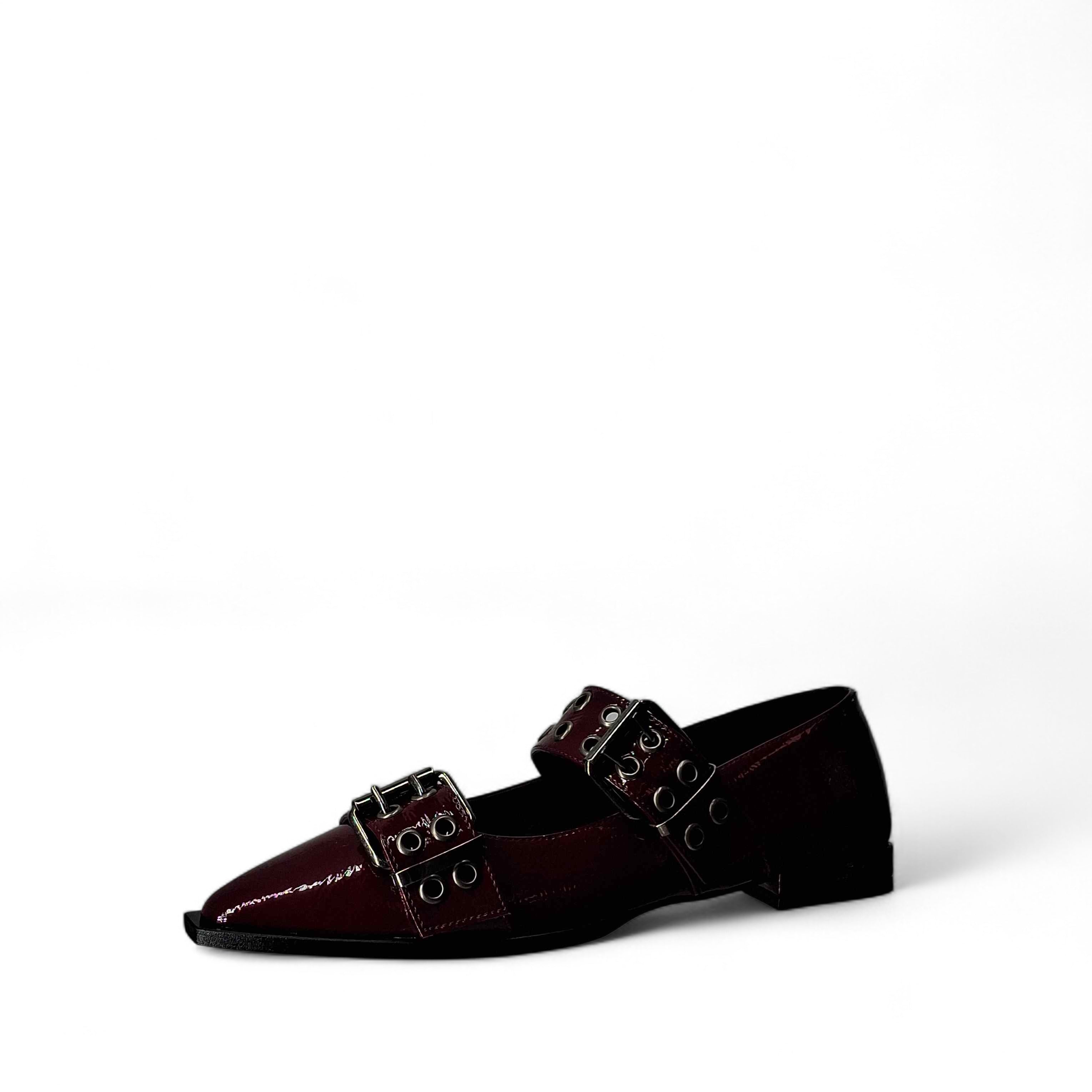 Kammi Punta Fibie Chiusa Scarpe Basse Senza Stringhe da Donna – Bordeaux - 411M096
