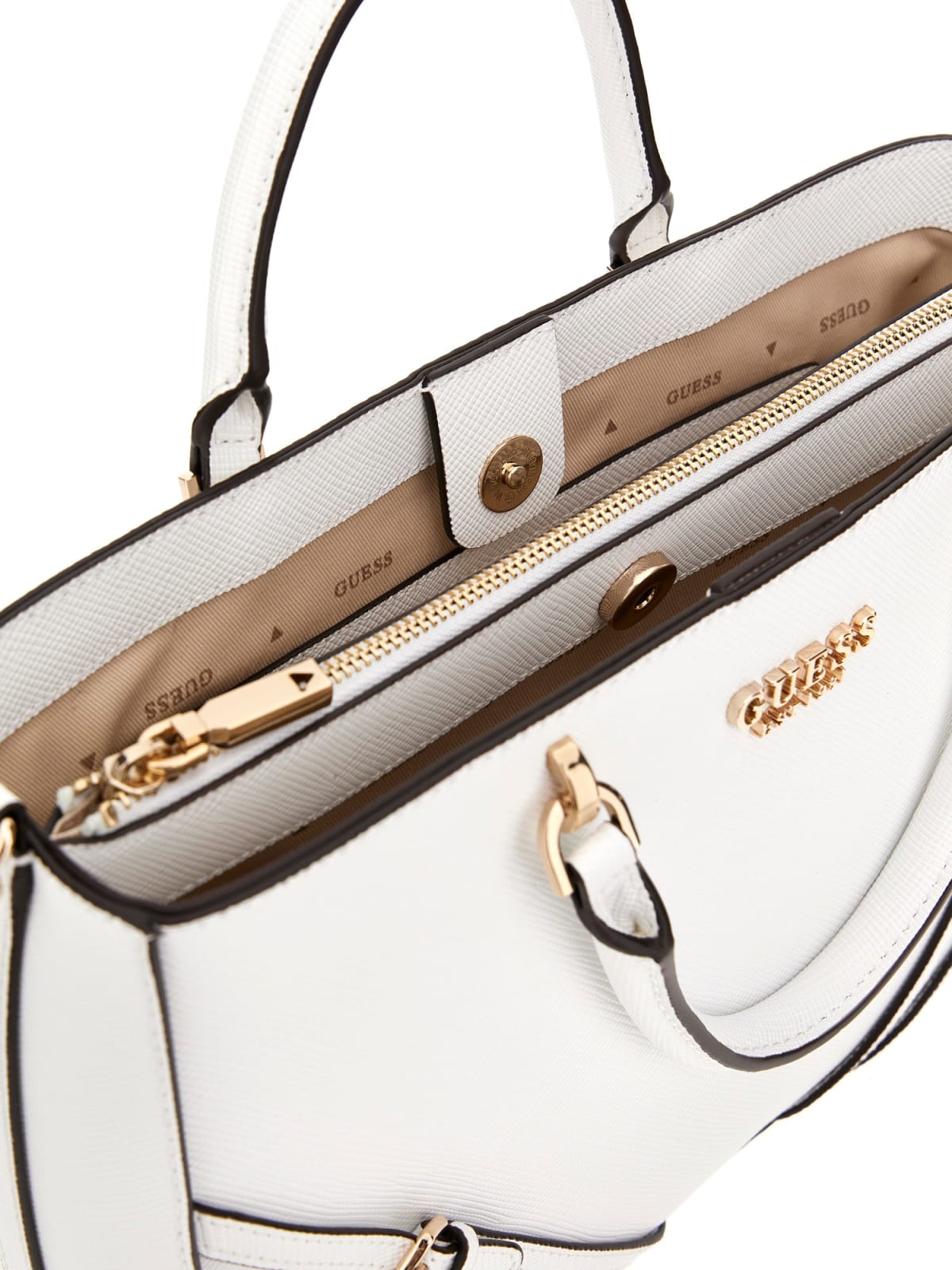 Guess Bramina Girlfriend Satchel Tracolla Media da Donna – Bianco - HWZG9636060 WH