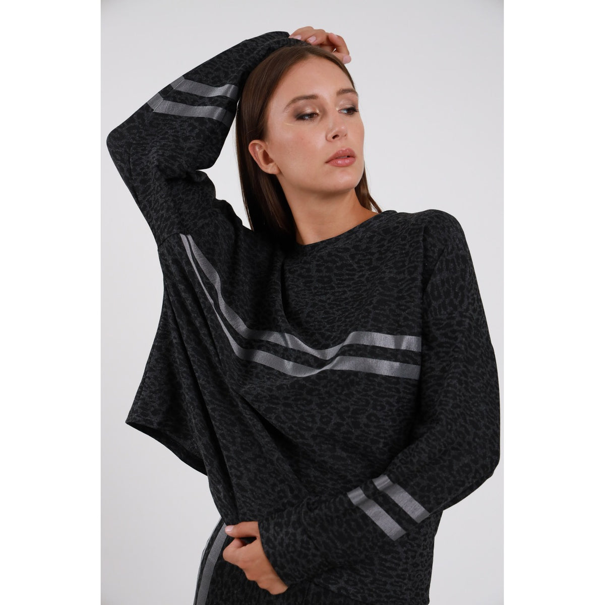 Susimix Maglia maculata c/bande Maglione da Donna – 56705 GRIGIO
