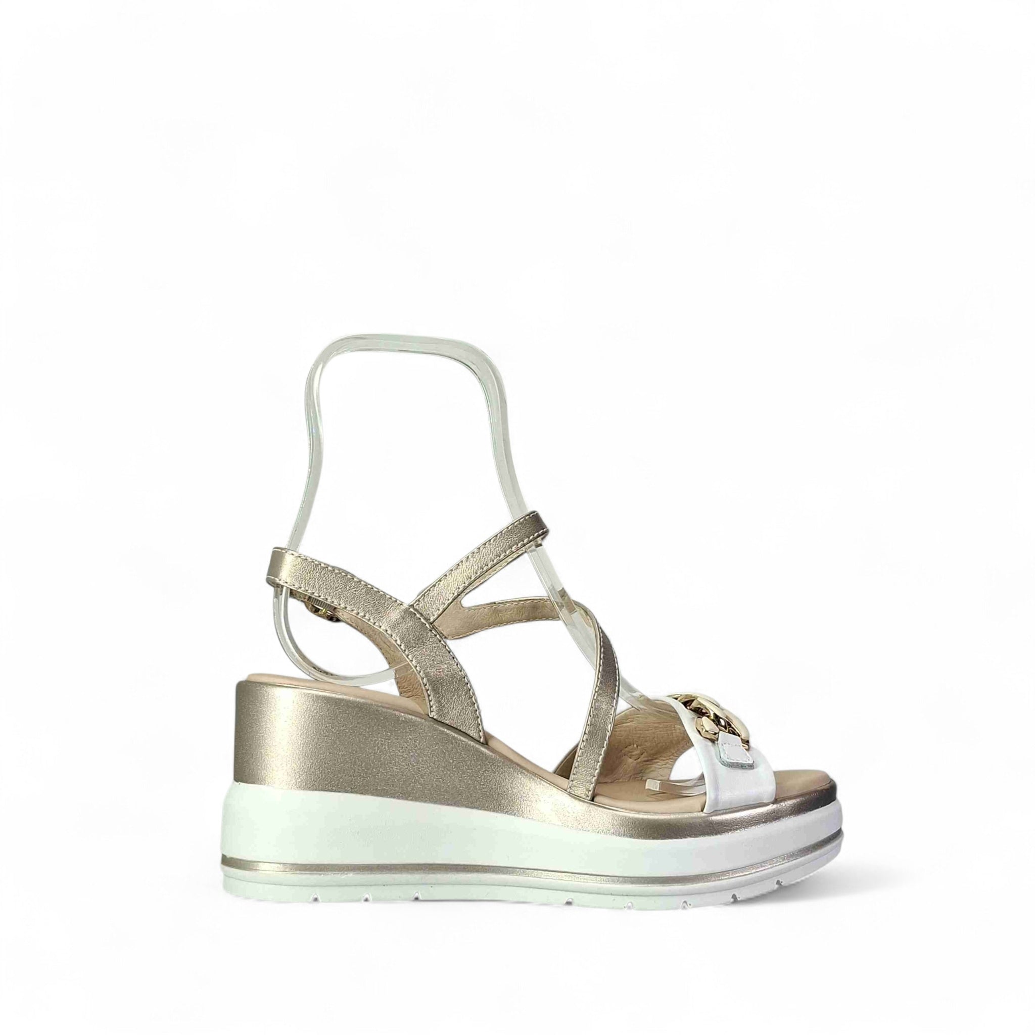 Nero Giardini Gloria Sandali con Zeppa da Donna – Bianco - E615962 D 707