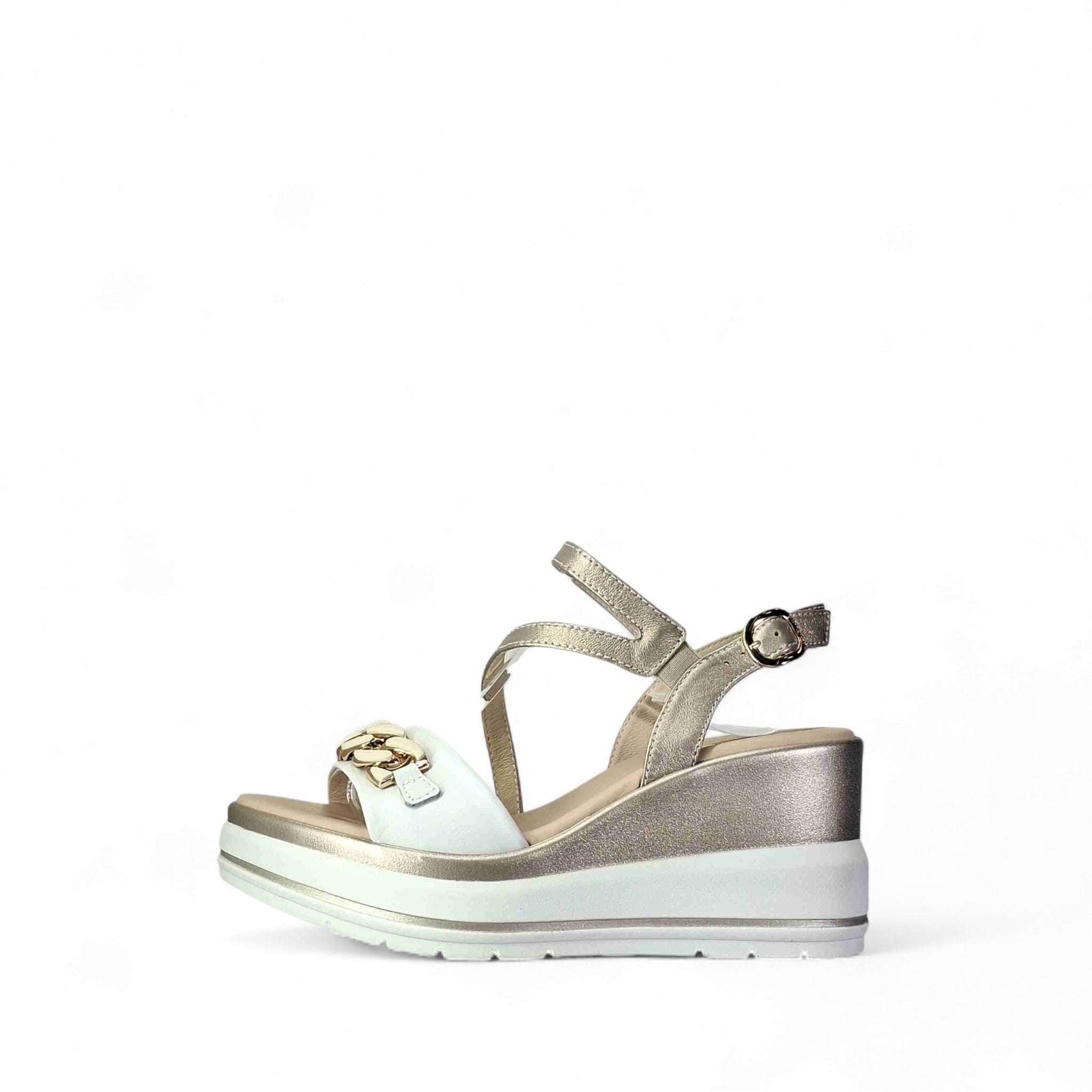 Nero Giardini Gloria Sandali con Zeppa da Donna – Bianco - E615962 D 707