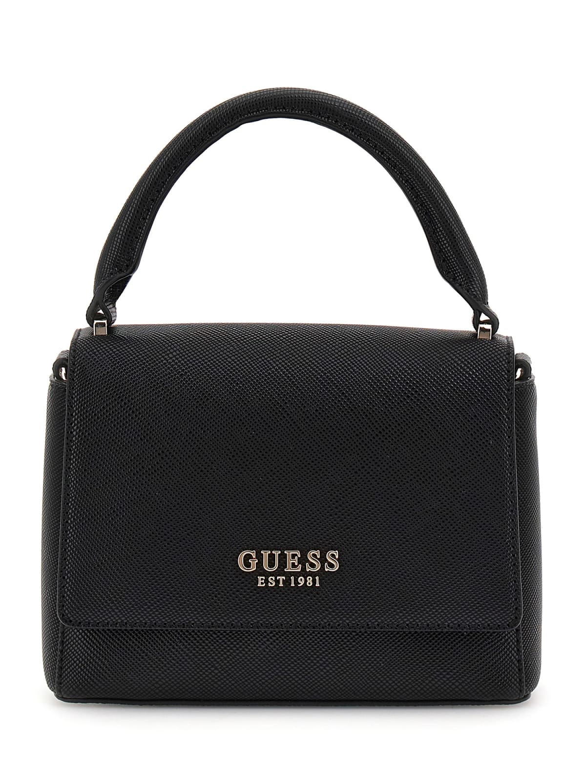 Guess Shopping Strutturate Fedana Top Handle Flap da Donna – Nero