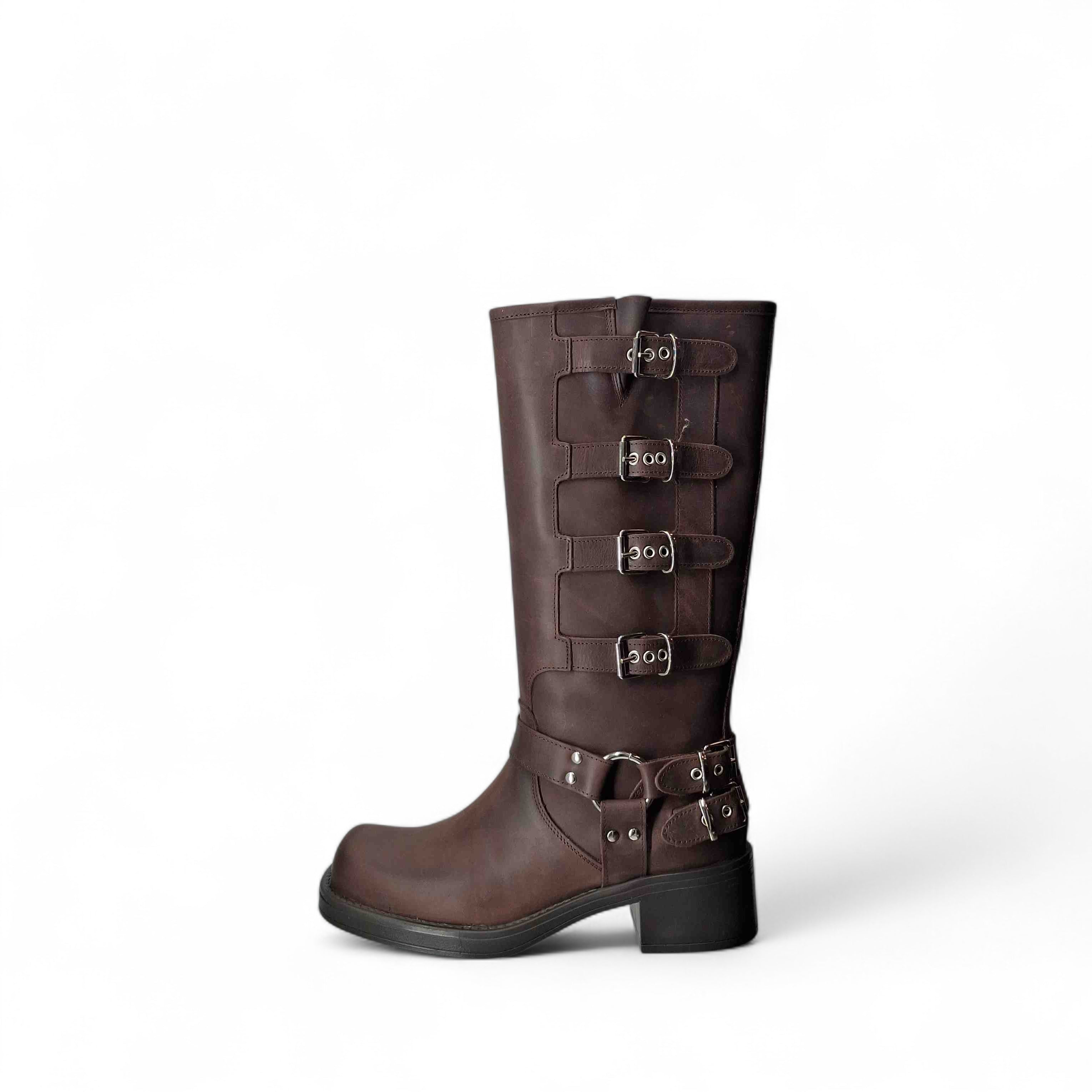 Kammi Stivali senza Tacco Stivale Fibie da Donna – Marrone