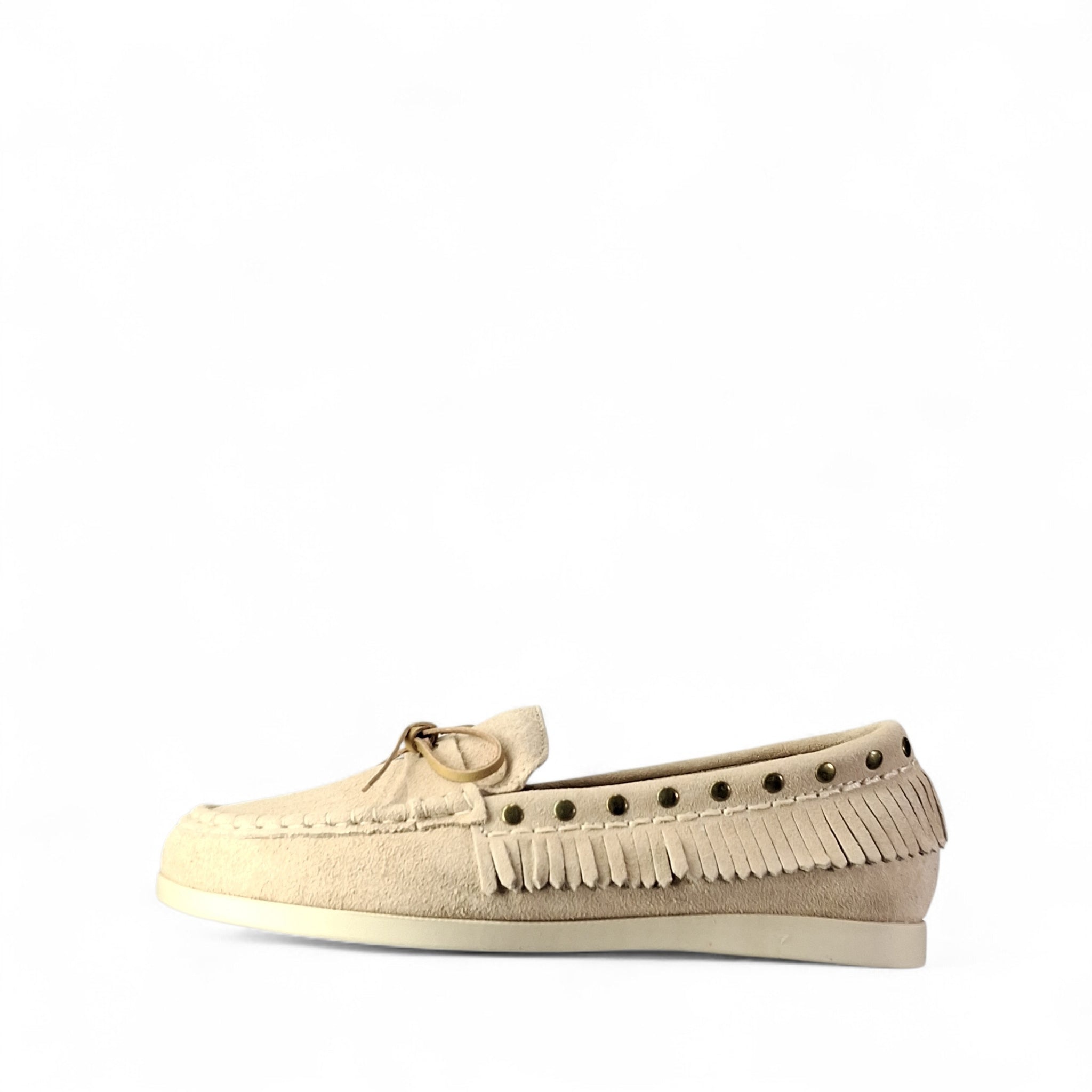 Colors of California Cow Suede Sfringed Mocassini da Donna – Bianco - HC YUCCA01