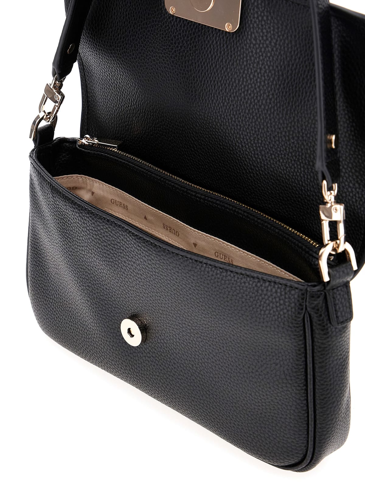 Guess Shopping Strutturate Circe Flap Shoulder Bag da Donna – Nero