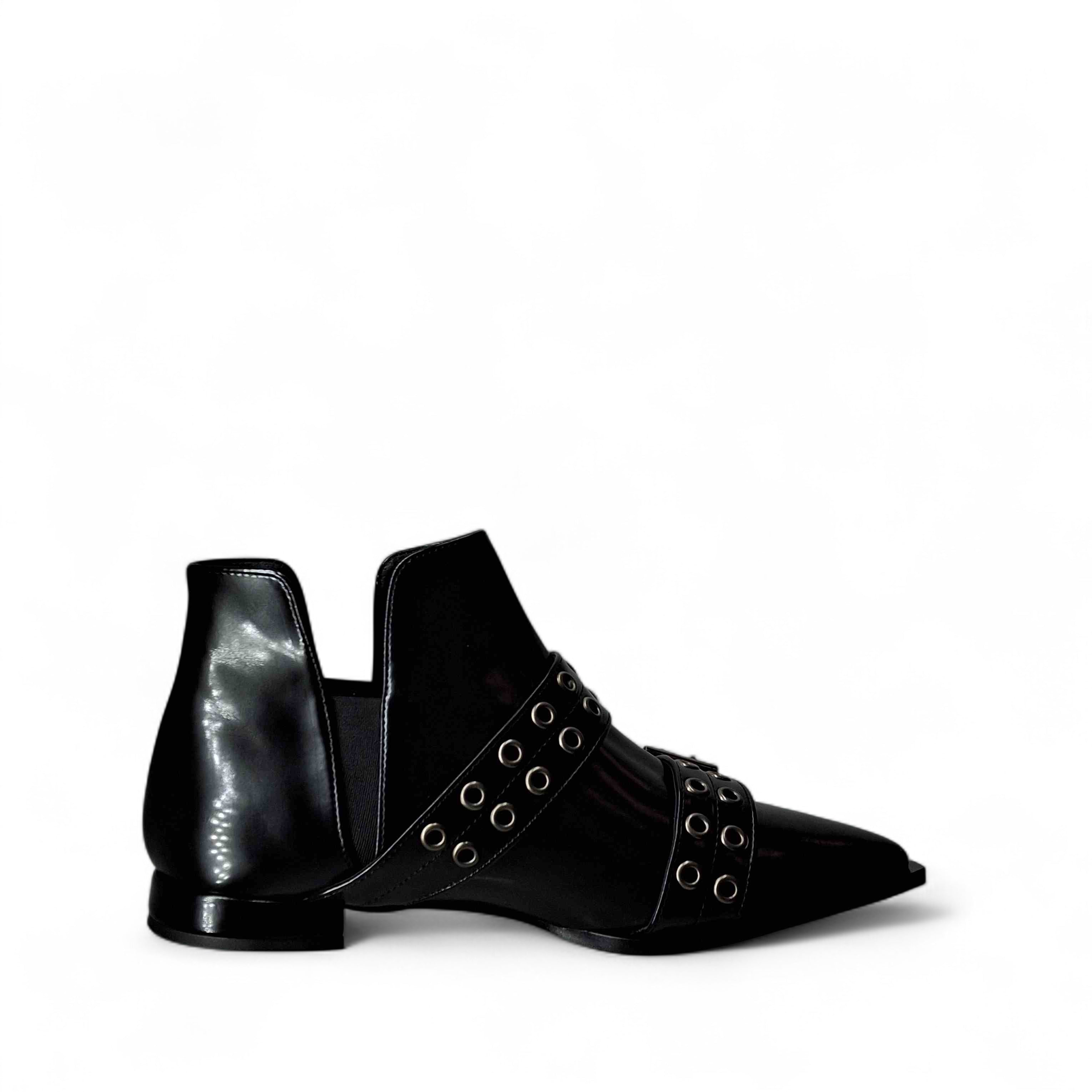 Kammi Scarpe Basse Senza Stringhe Stivaletto Fibie Chiusa da Donna – Nero