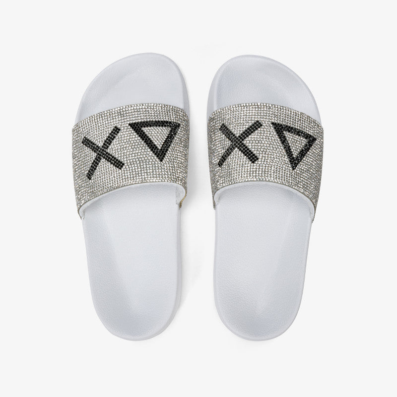Sun68 Ciabatte in Gomma Slippers Logo Strass da Donna – Bianco