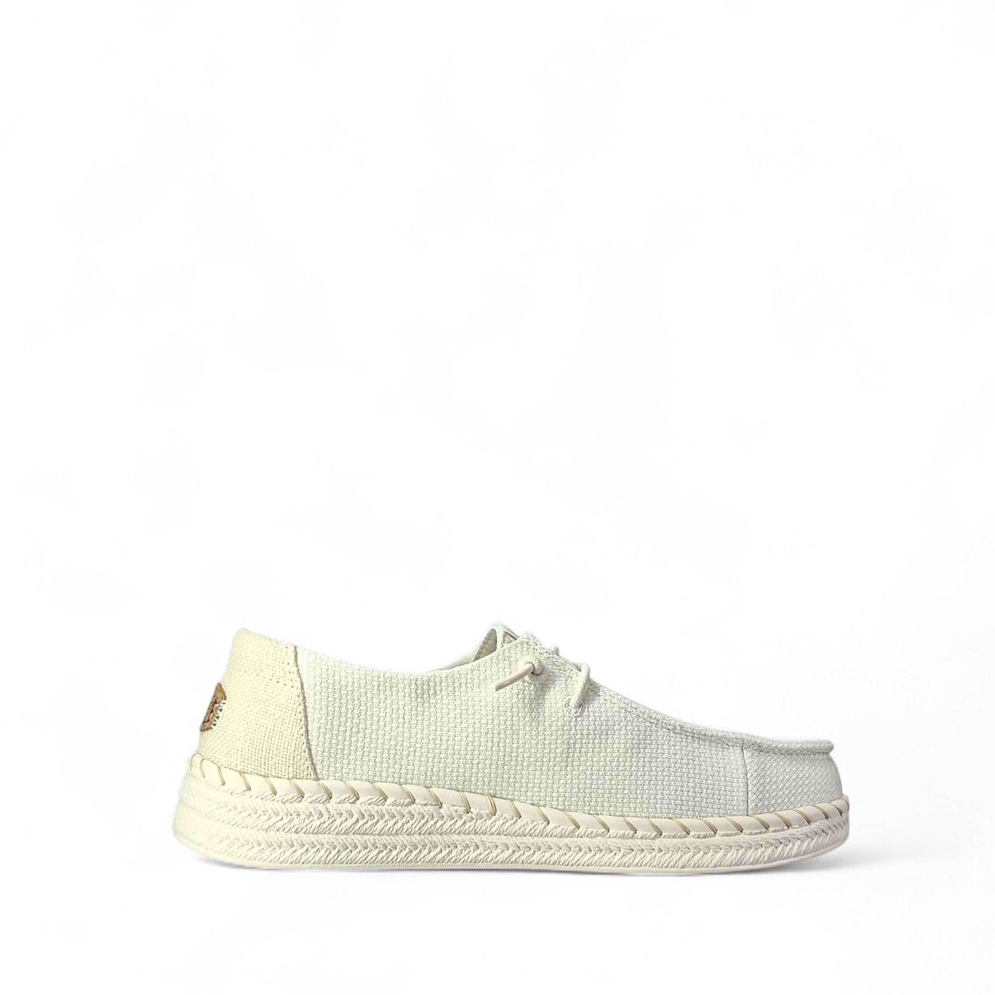 Dude Wendy Espadrille Woven Scarpe Basse Senza Stringhe da Donna – Bianco - 43681 WHITE