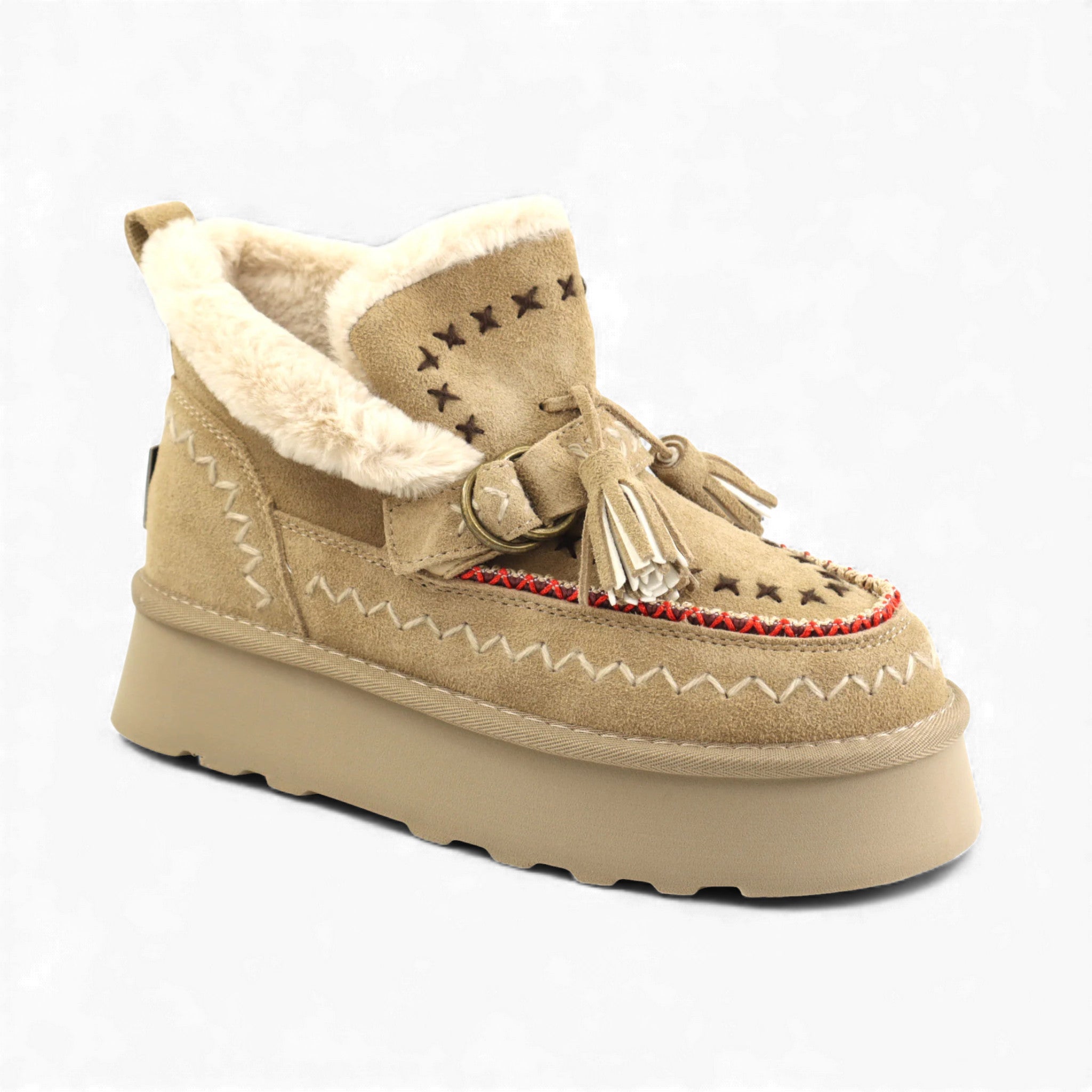 O-Joo Stivaletti con Pelo Gwen Etno da Donna – Beige