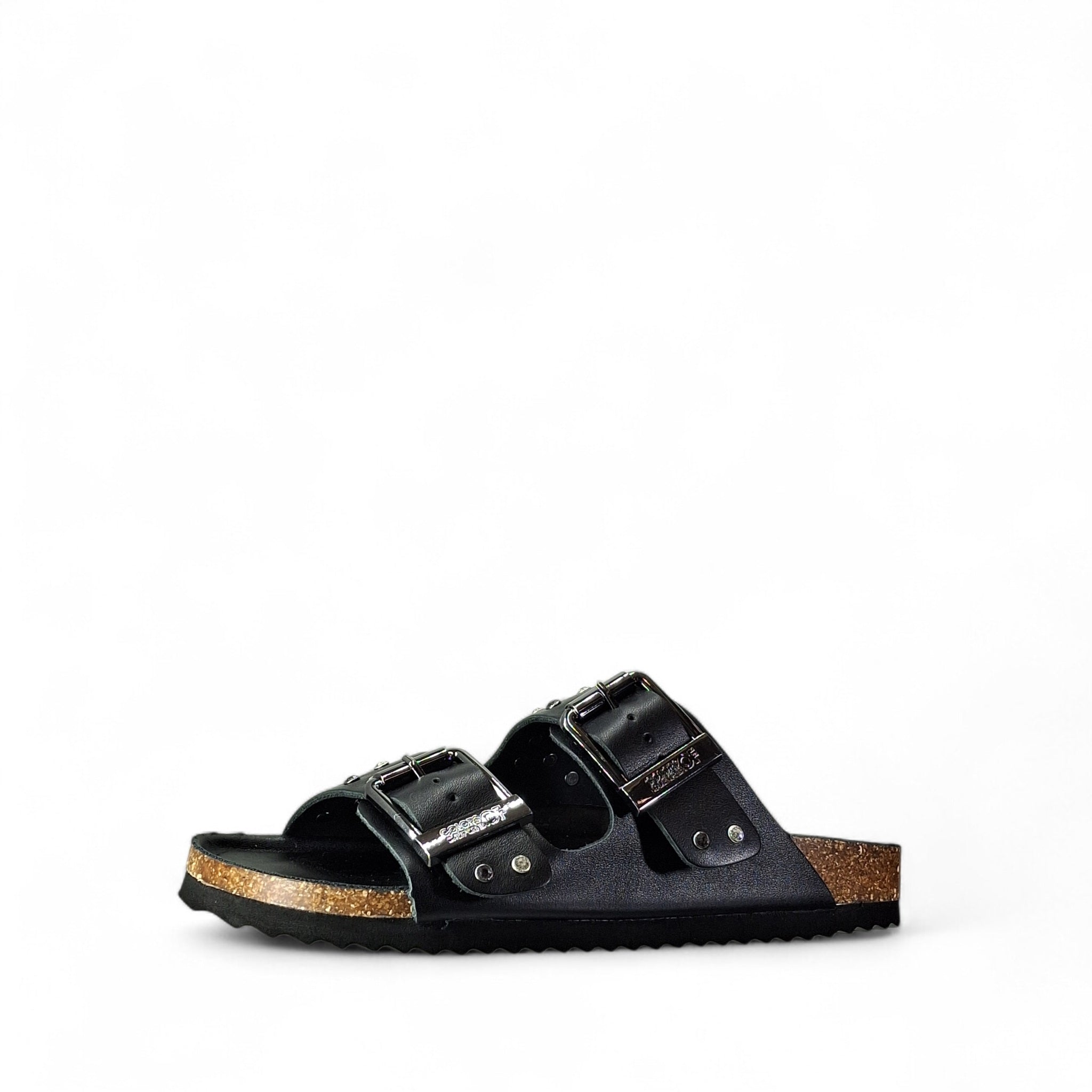 Colors of California Two Bukcle Sandal Sandali Ciabatta da Donna – Nero - BIO501
