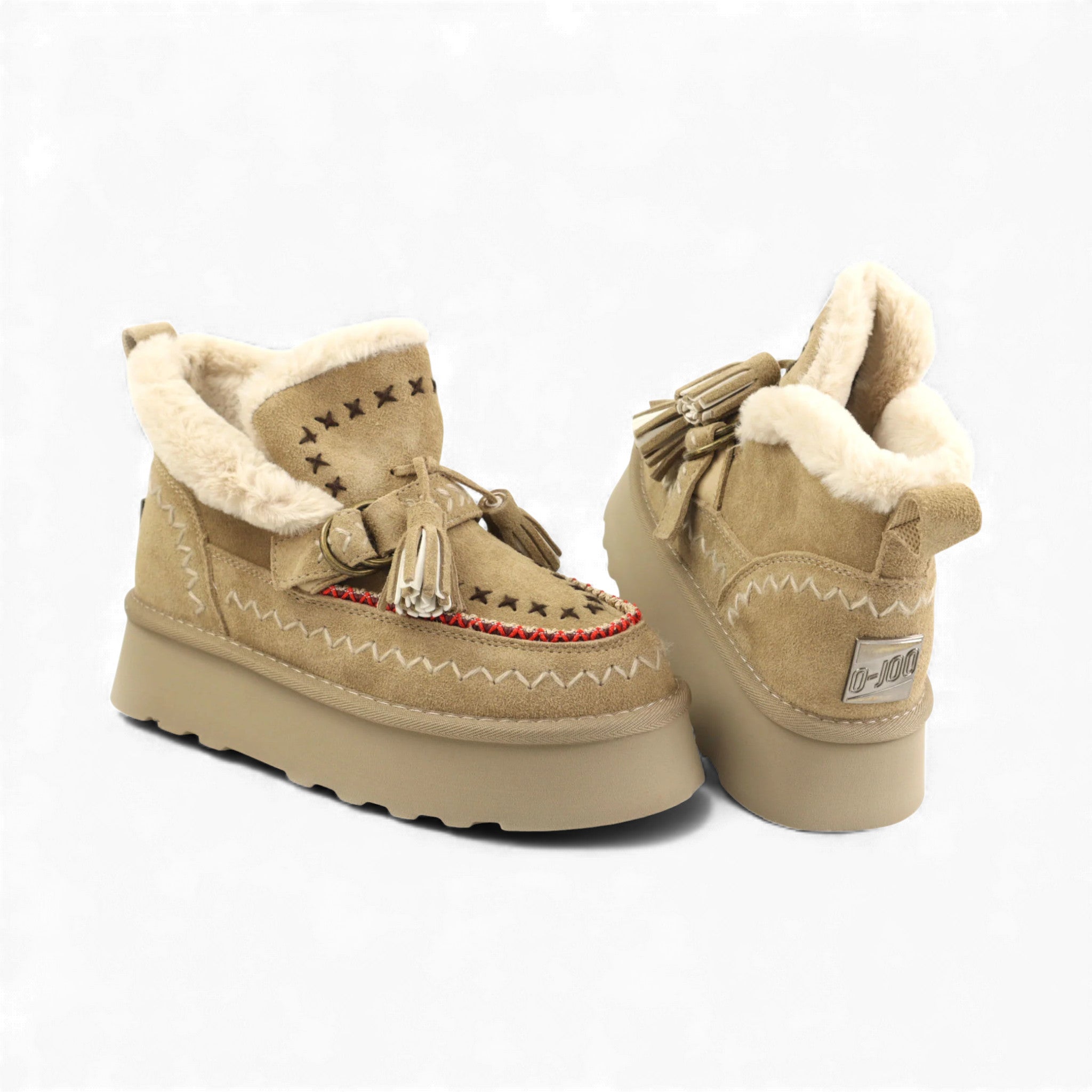 O-Joo Stivaletti con Pelo Gwen Etno da Donna – Beige