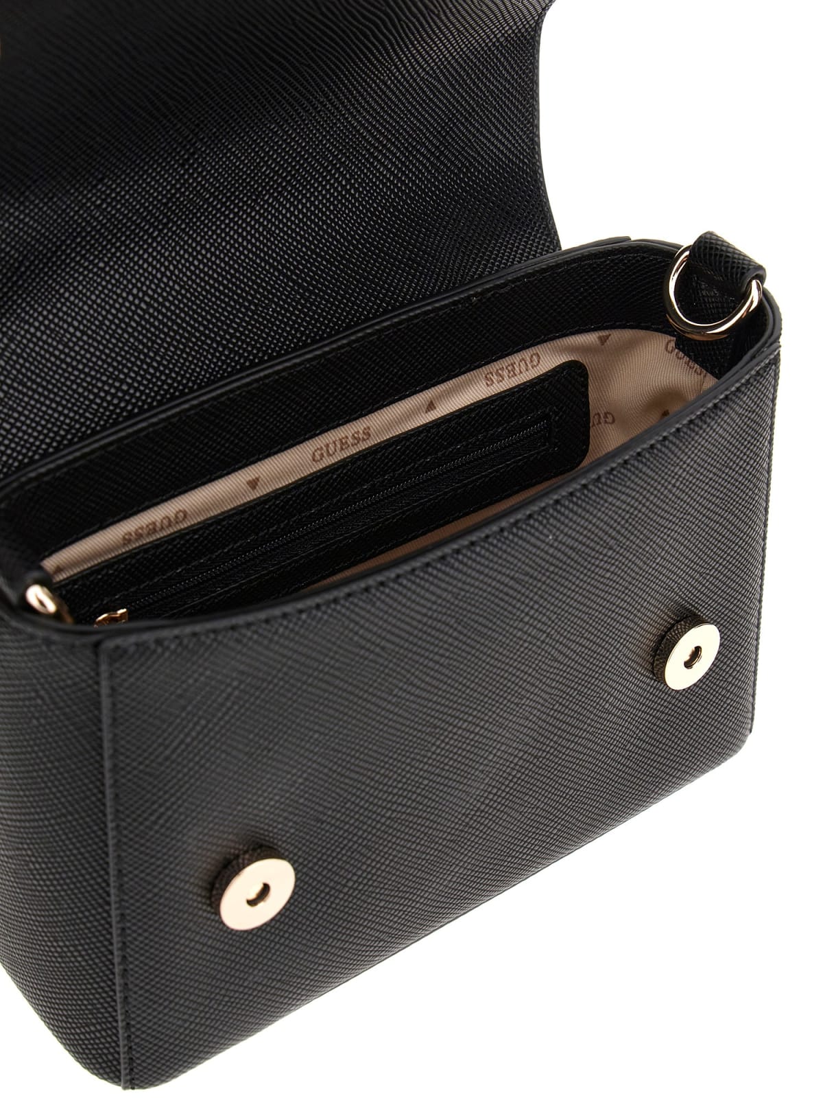 Guess Shopping Strutturate Fedana Top Handle Flap da Donna – Nero