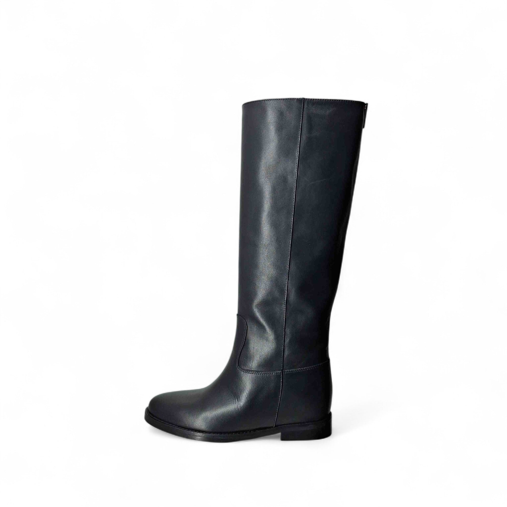 Kammi Stivali senza Tacco Stivale Zeppa V Oro da Donna – Nero