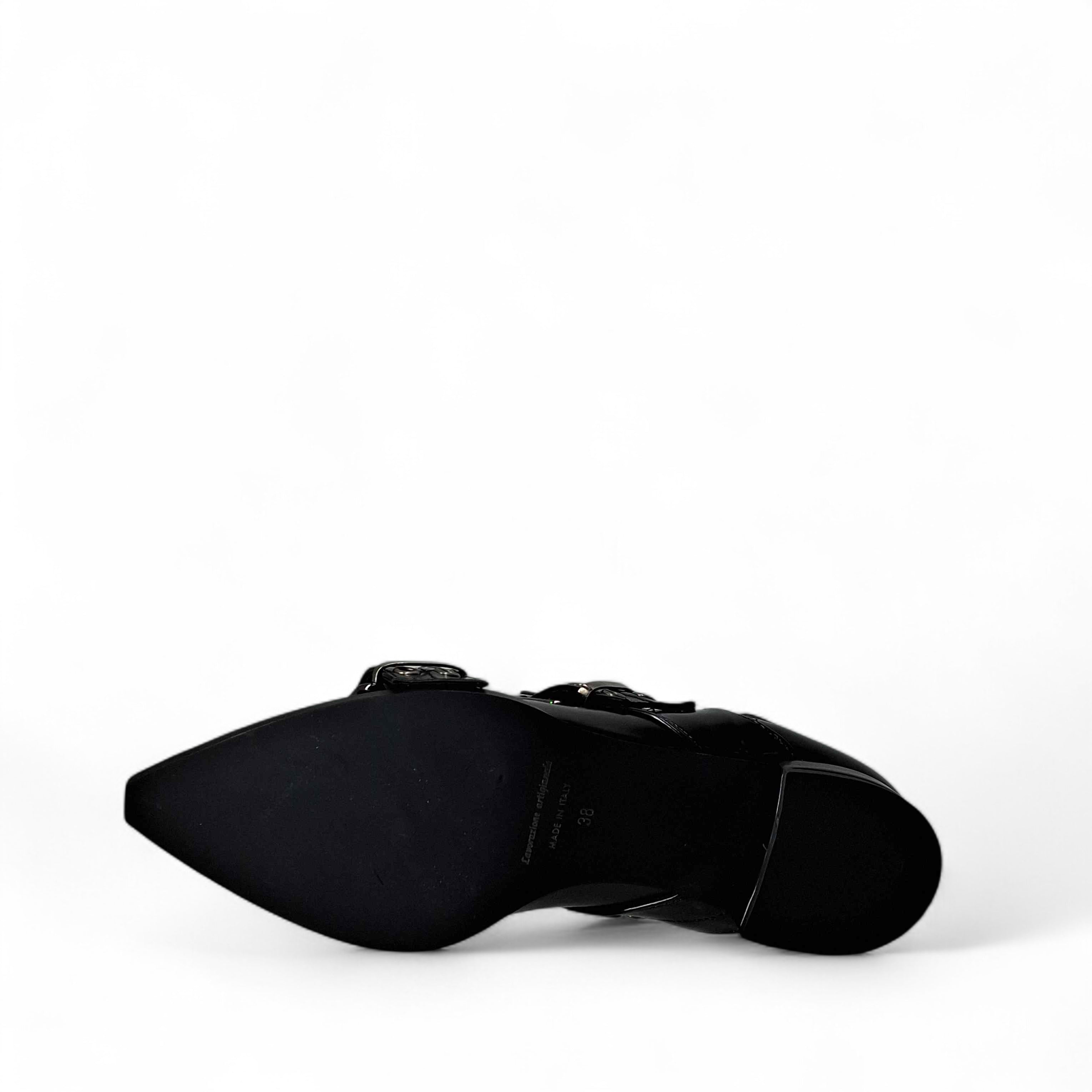 Kammi Scarpe Basse Senza Stringhe Stivaletto Fibie Chiusa da Donna – Nero