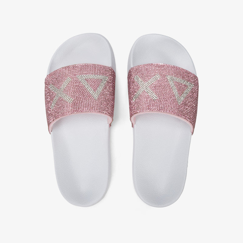 Sun68 Ciabatte in Gomma Slippers Logo Strass da Donna – Rosa