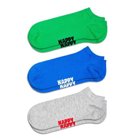 Calze  3-PACK SOLID LOW SOCKS GREY - HAPPY SOCKS