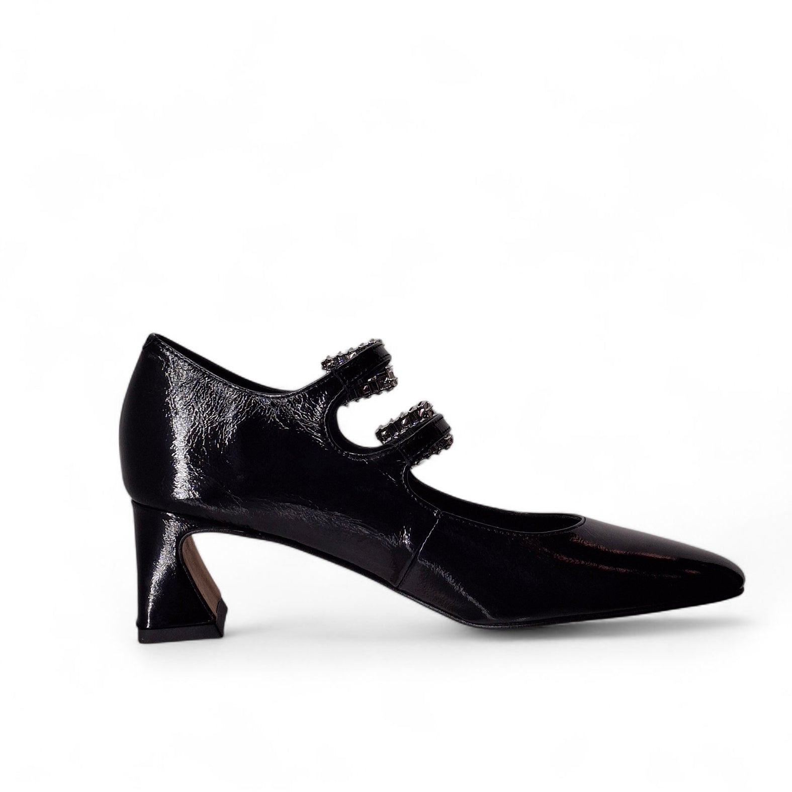 Kammi Decolleté Ballerina Tacco Gioiello da Donna – Nero