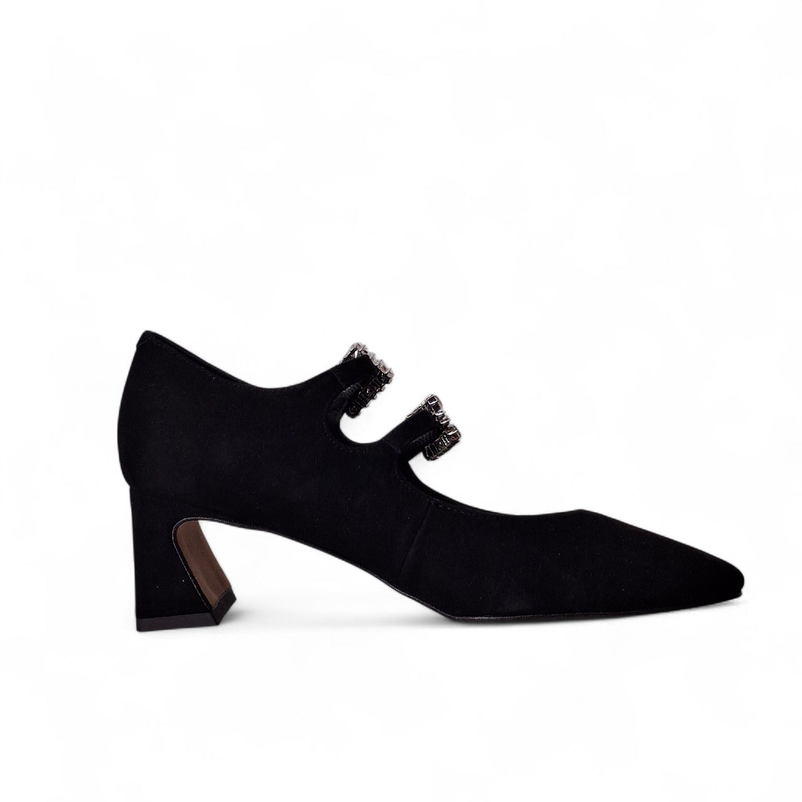 Kammi Decolleté Ballerina Tacco Gioiello da Donna – Nero