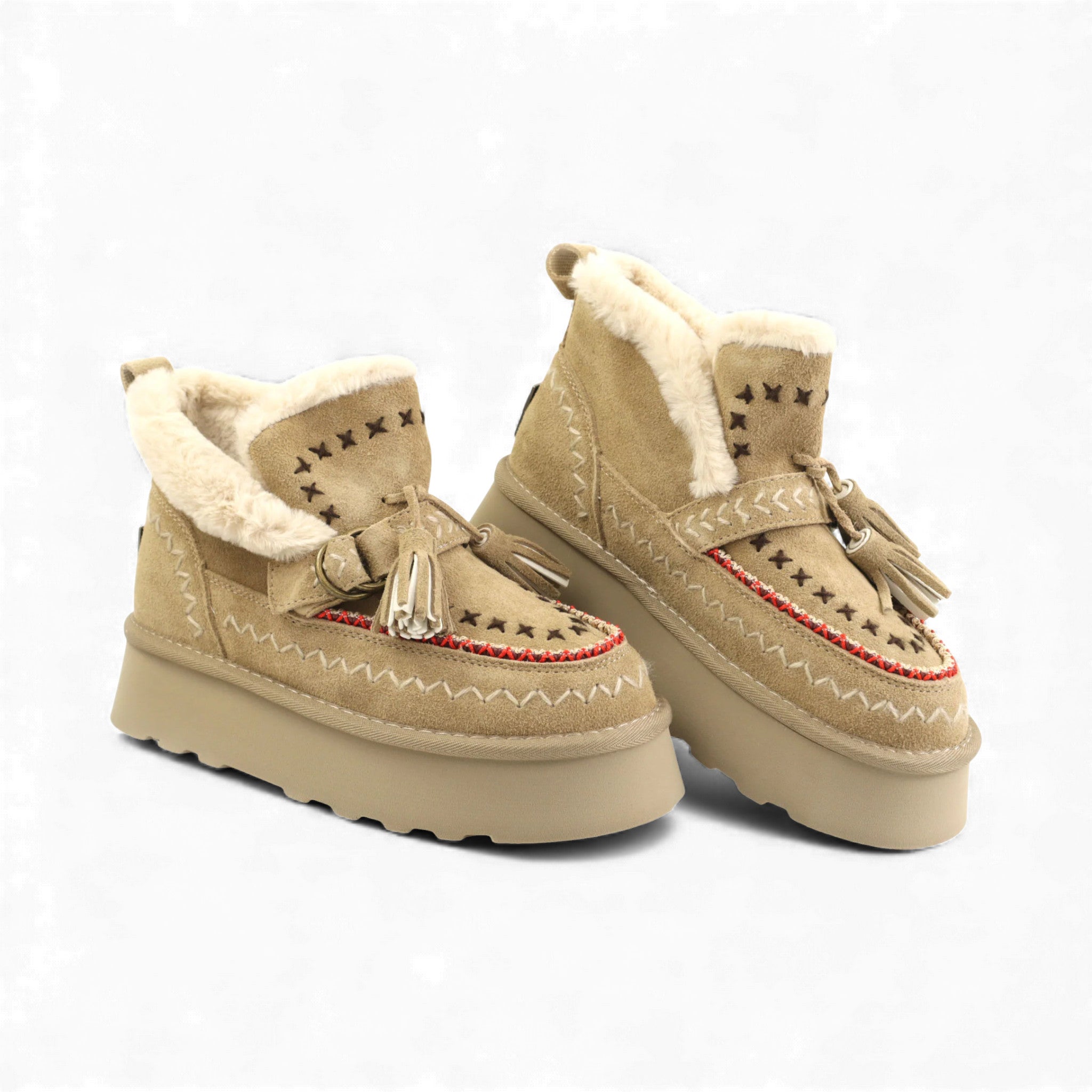 O-Joo Stivaletti con Pelo Gwen Etno da Donna – Beige