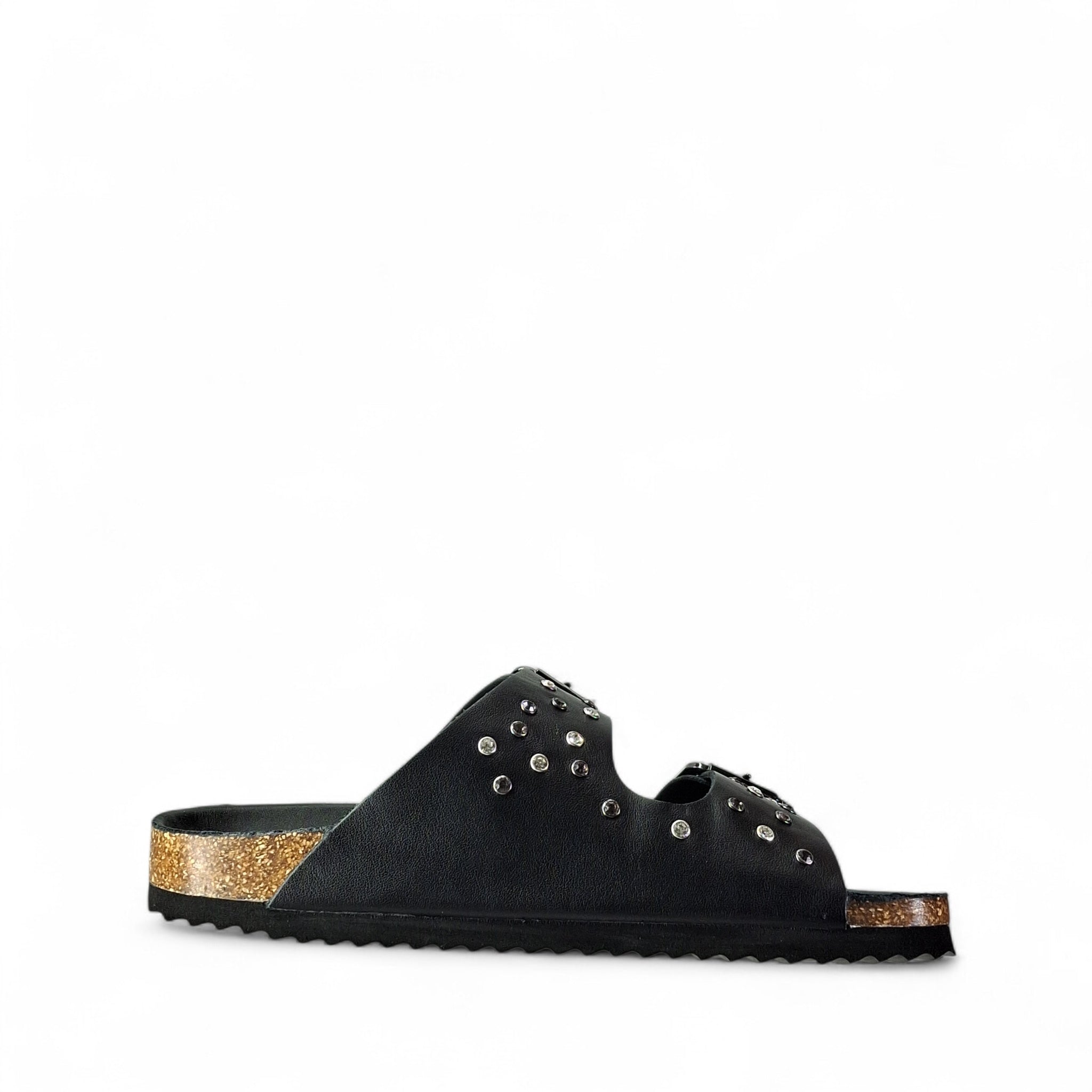 Colors of California Two Bukcle Sandal Sandali Ciabatta da Donna – Nero - BIO501