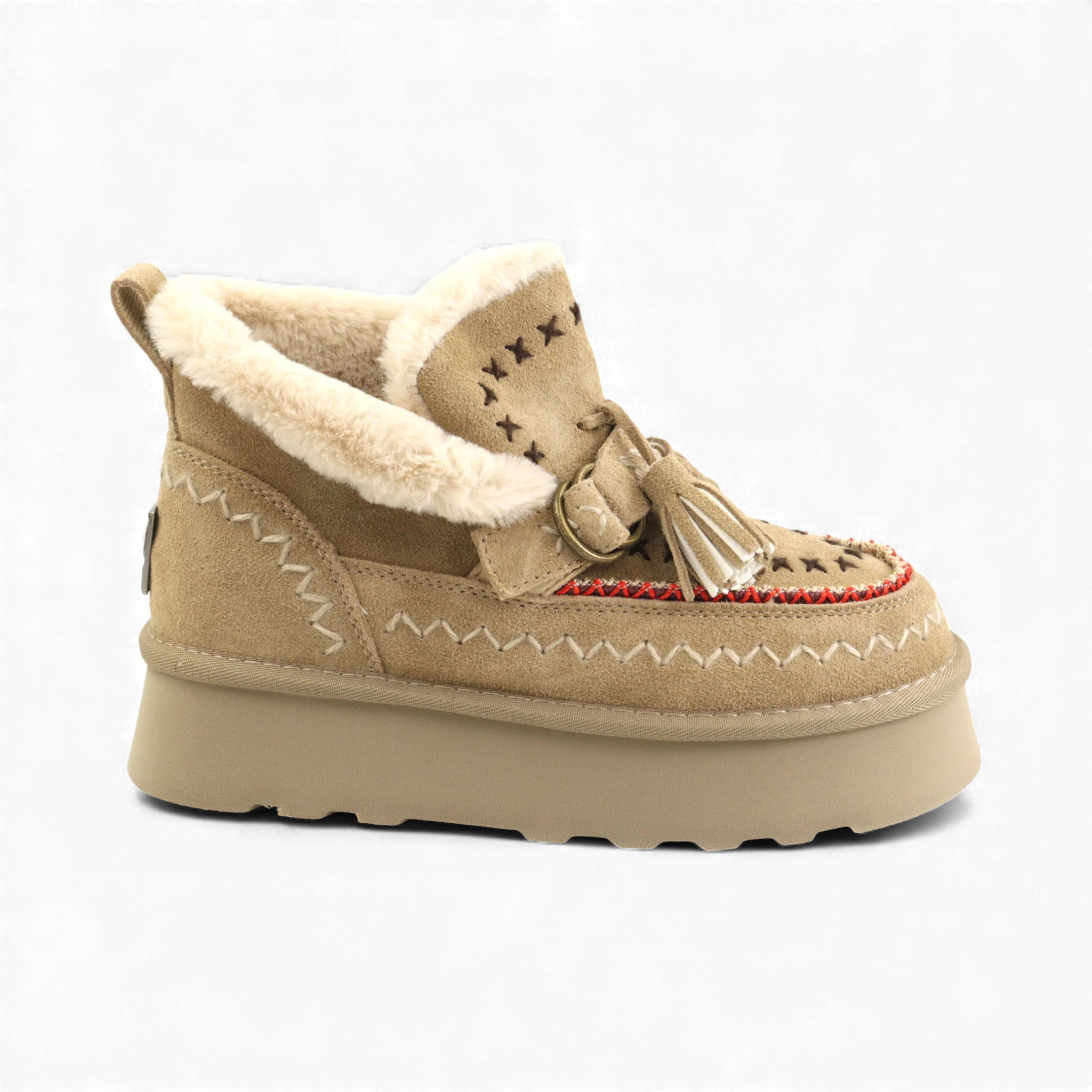 O-Joo Stivaletti con Pelo Gwen Etno da Donna – Beige