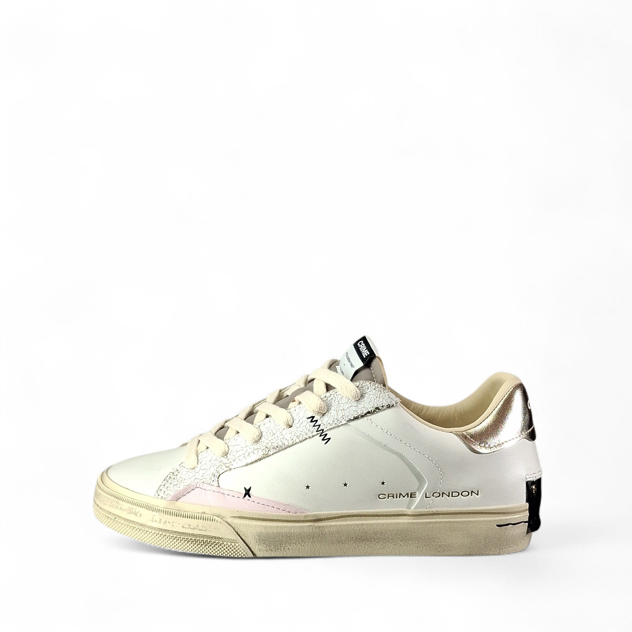 Crime London Distressed Sneakers Basse da Donna – Bianco - 29070PP8