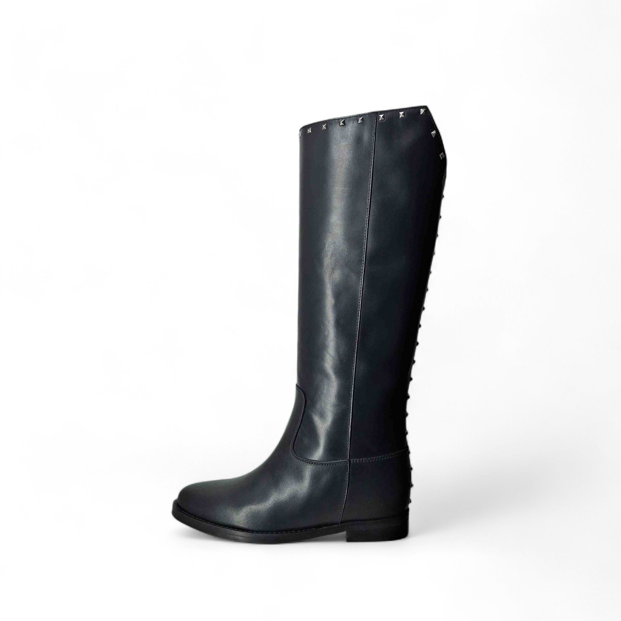 Kammi Stivali senza Tacco Stivale Zeppa Con Borchie da Donna – Nero