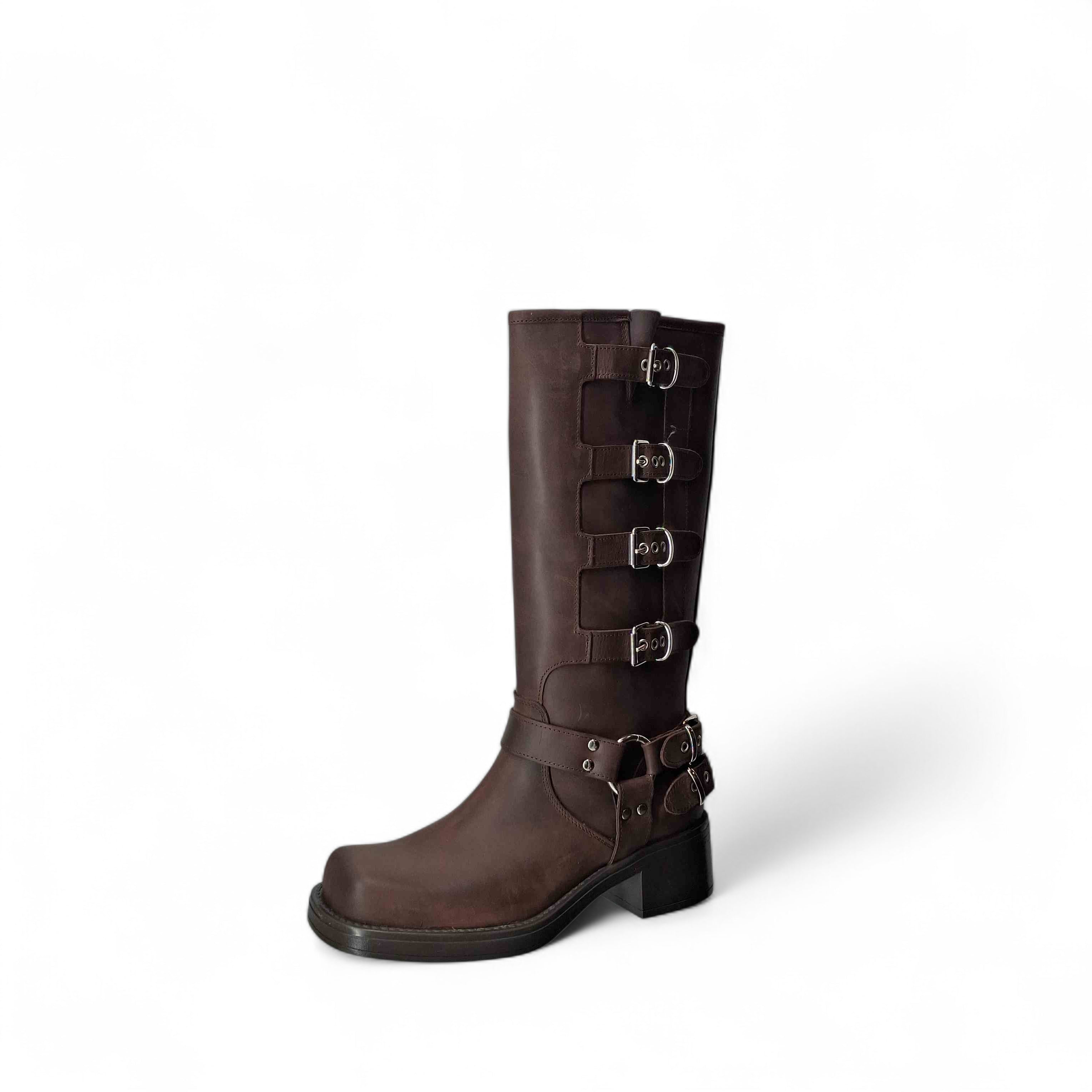 Kammi Stivali senza Tacco Stivale Fibie da Donna – Marrone