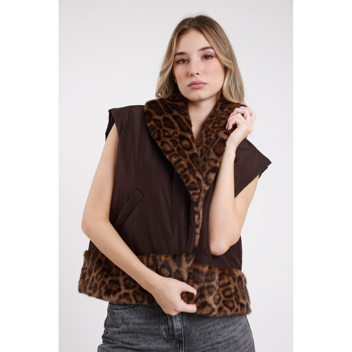 Susimix Gilet+pelliccia Giacca da Donna – 5516 MORO