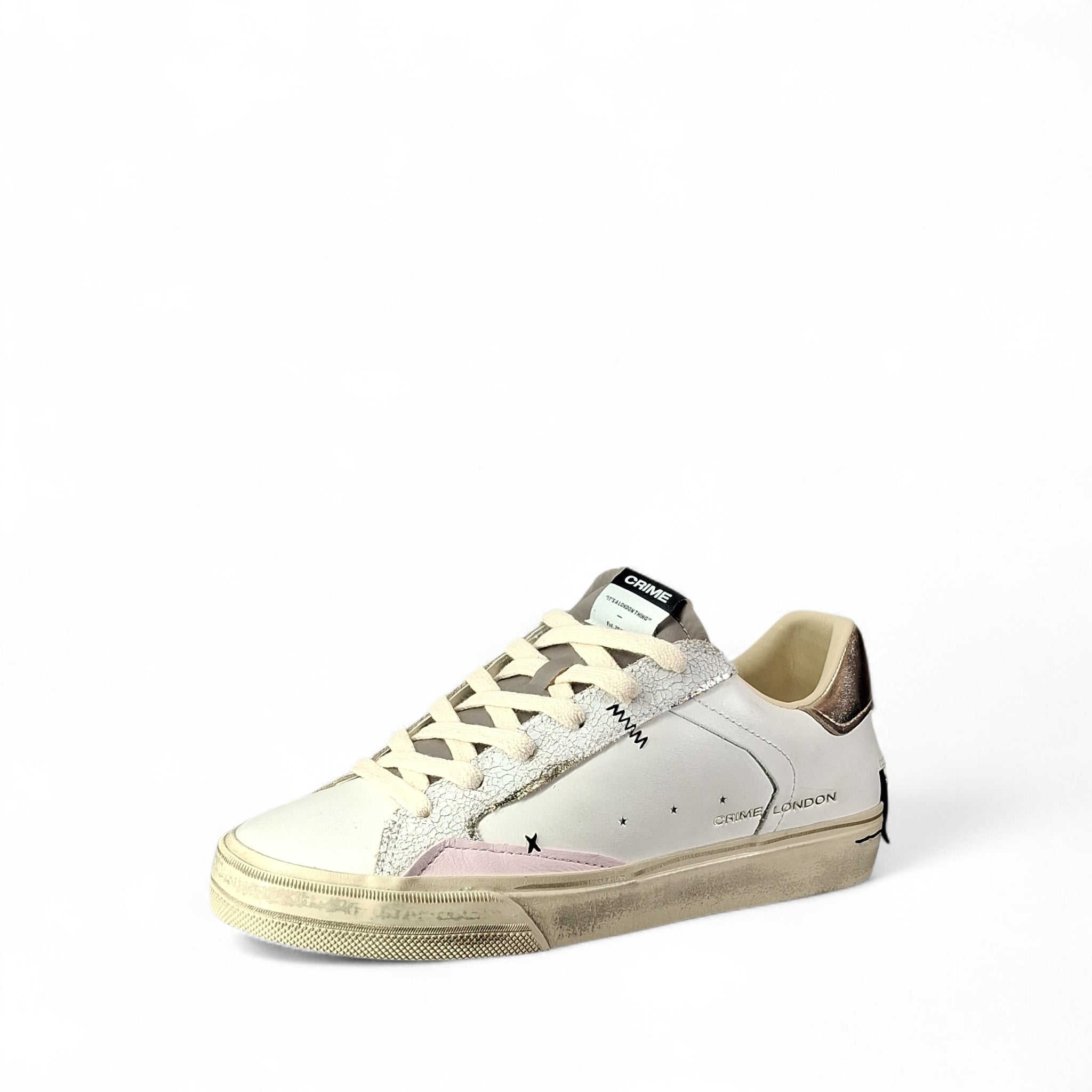 Crime London Distressed Sneakers Basse da Donna – Bianco - 29070PP8