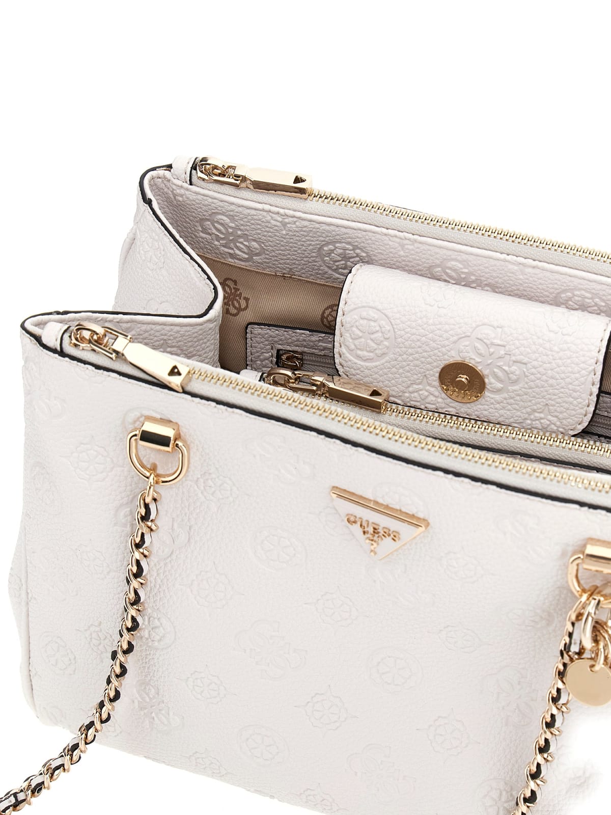 Guess Shopping Strutturate Cresidia Status Shldr Satchel da Donna – Bianco