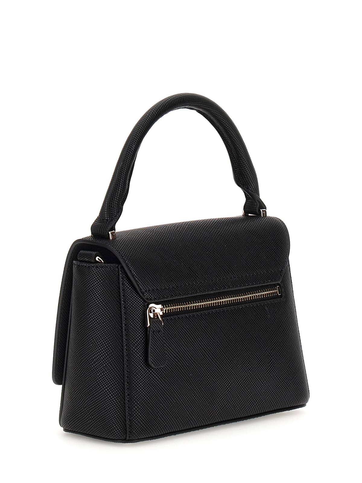 Guess Shopping Strutturate Fedana Top Handle Flap da Donna – Nero