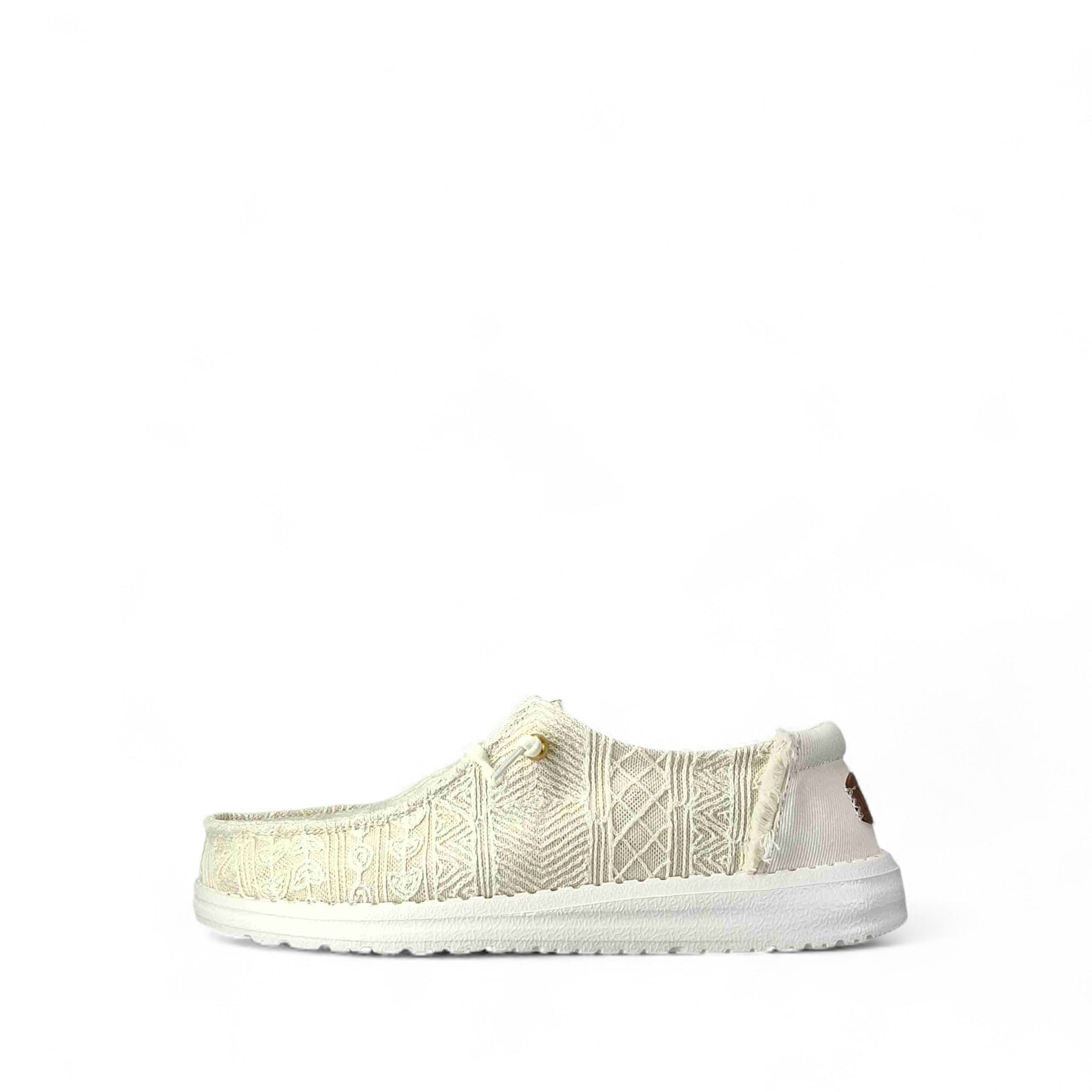 Dude Wendy Crochet Lace Scarpe Basse Senza Stringhe da Donna – Multicolor - 43112 WHITEGOLD