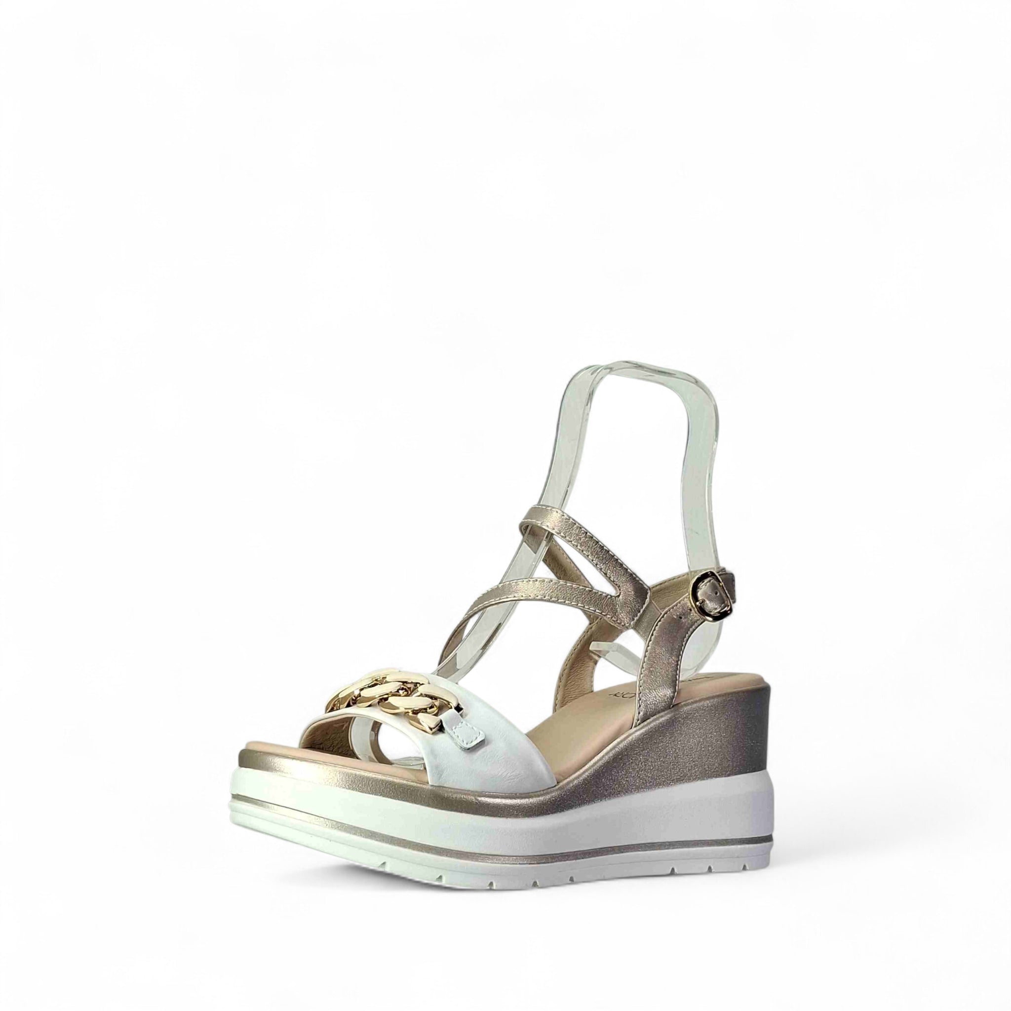 Nero Giardini Gloria Sandali con Zeppa da Donna – Bianco - E615962 D 707
