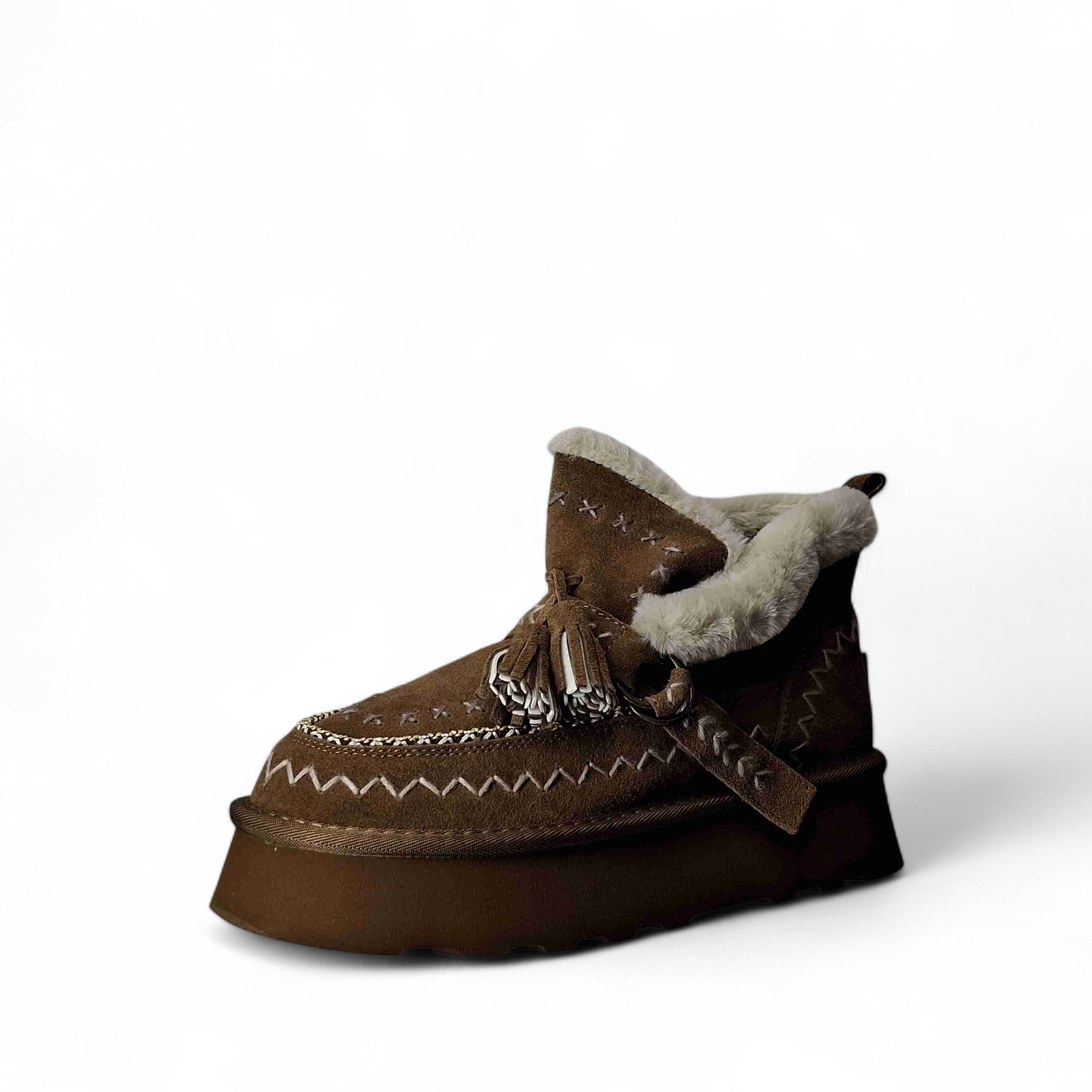 O-Joo Stivaletti con Pelo Gwen Etno da Donna – Tabacco