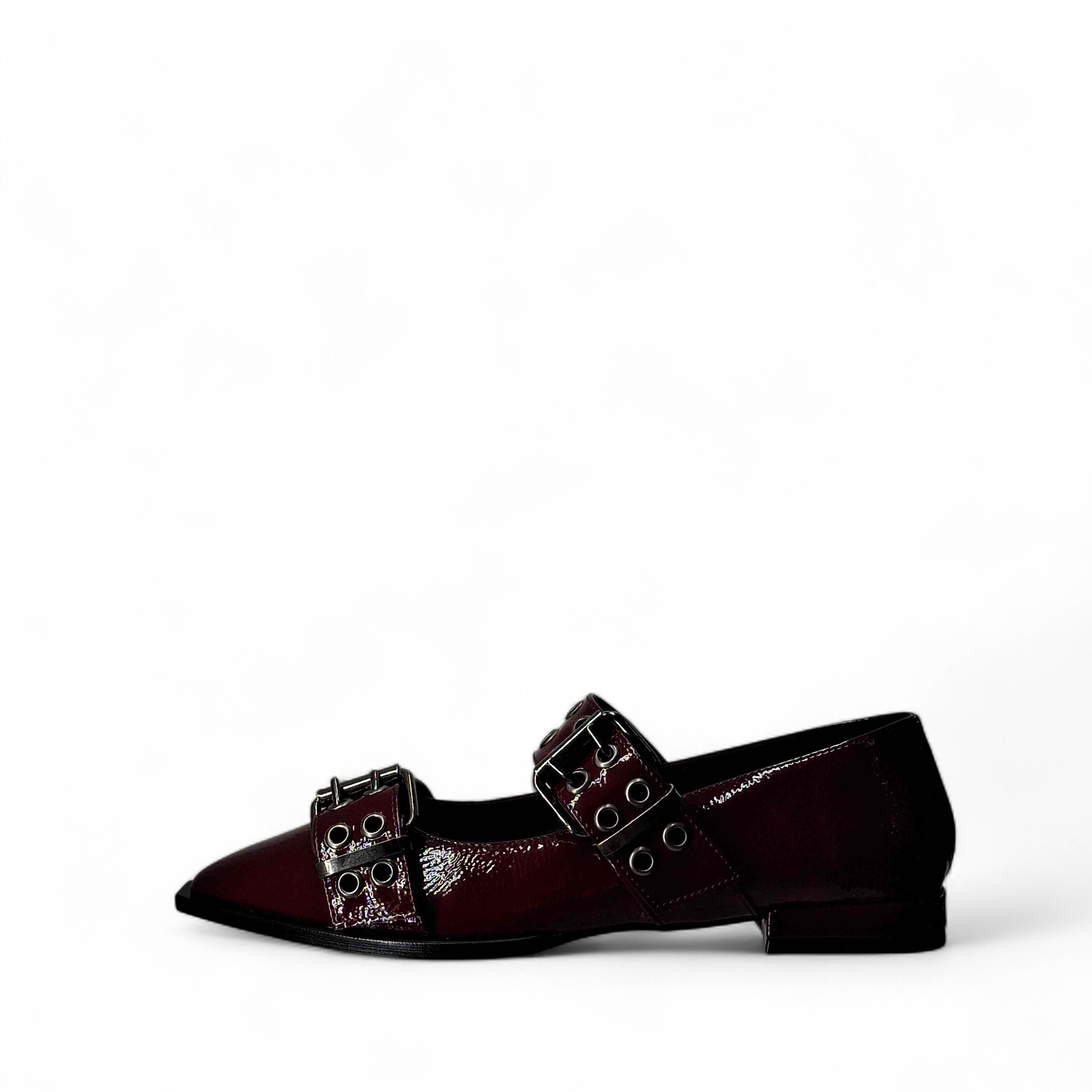 Kammi Punta Fibie Chiusa Scarpe Basse Senza Stringhe da Donna – Bordeaux - 411M096