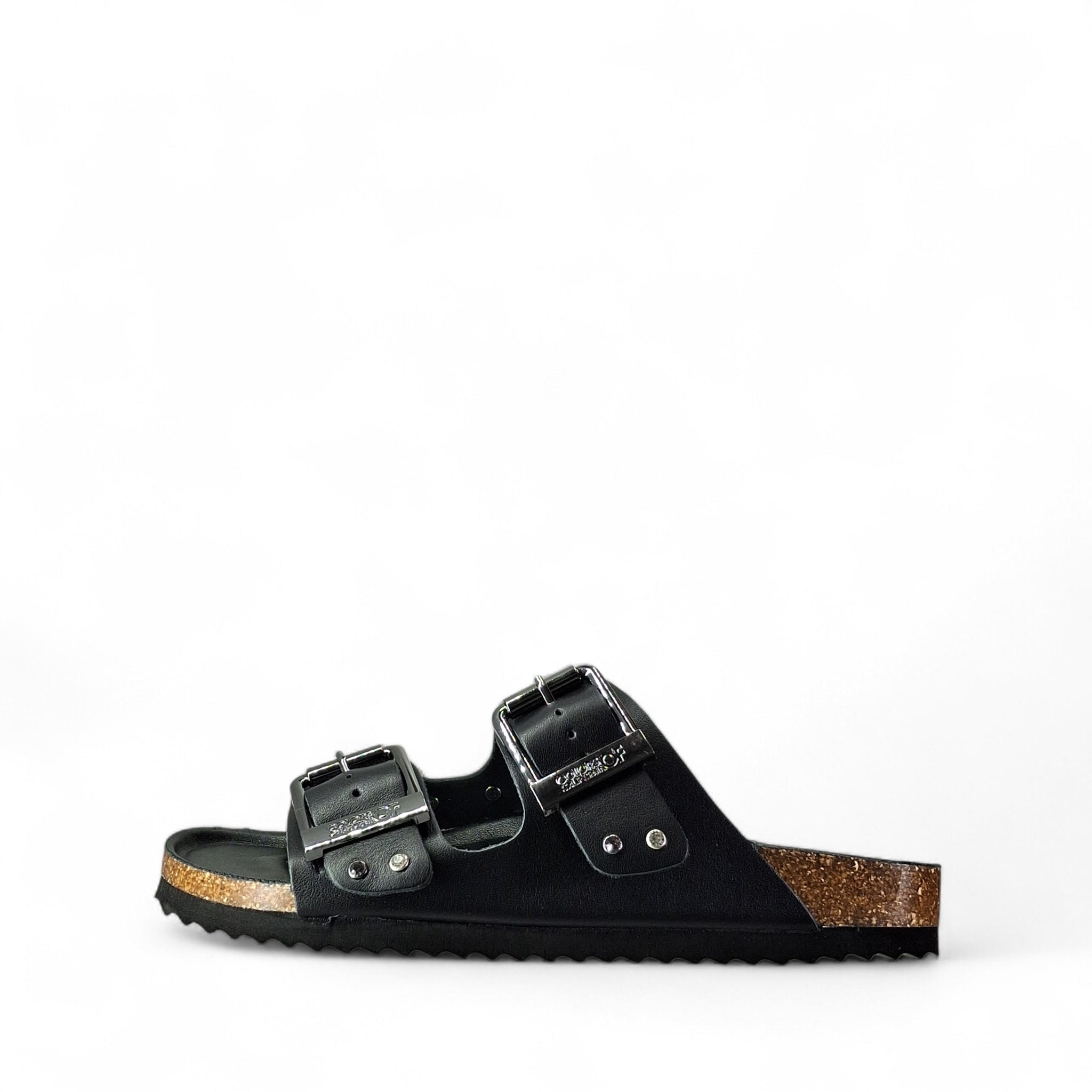 Colors of California Two Bukcle Sandal Sandali Ciabatta da Donna – Nero - BIO501