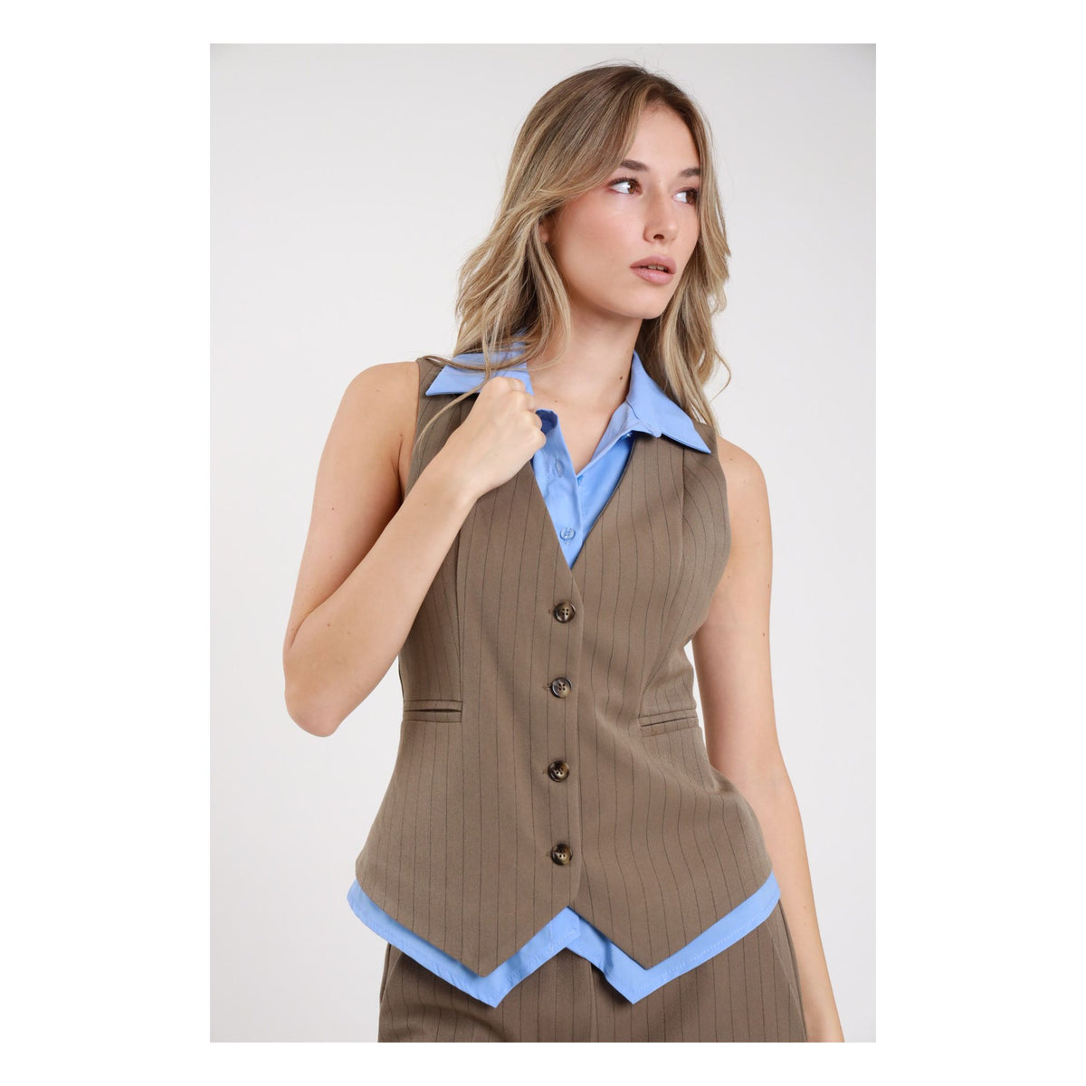Susimix Gilet Gessato+Camicia Giacca da Donna – PP442T2F6 FANGO