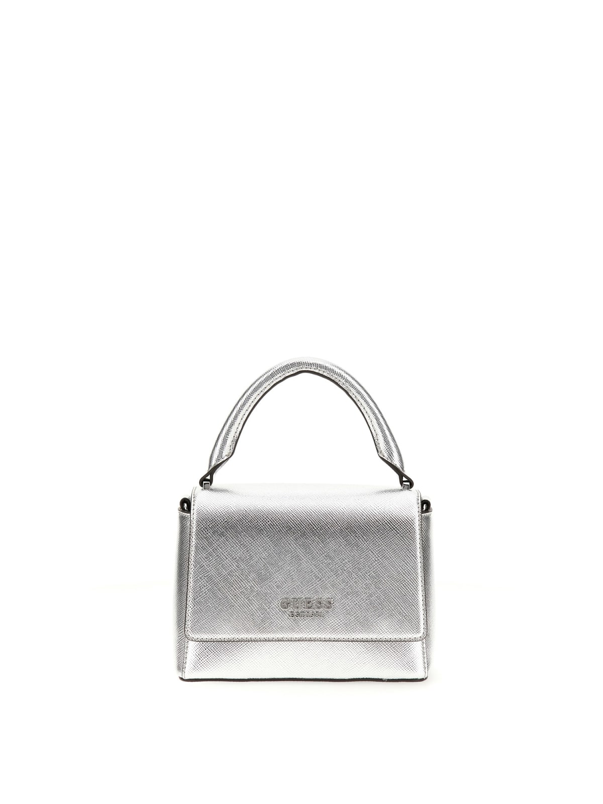 Guess Fedana Top Handle Flap Tracolla Media da Donna – Argento - HWZM9643200
