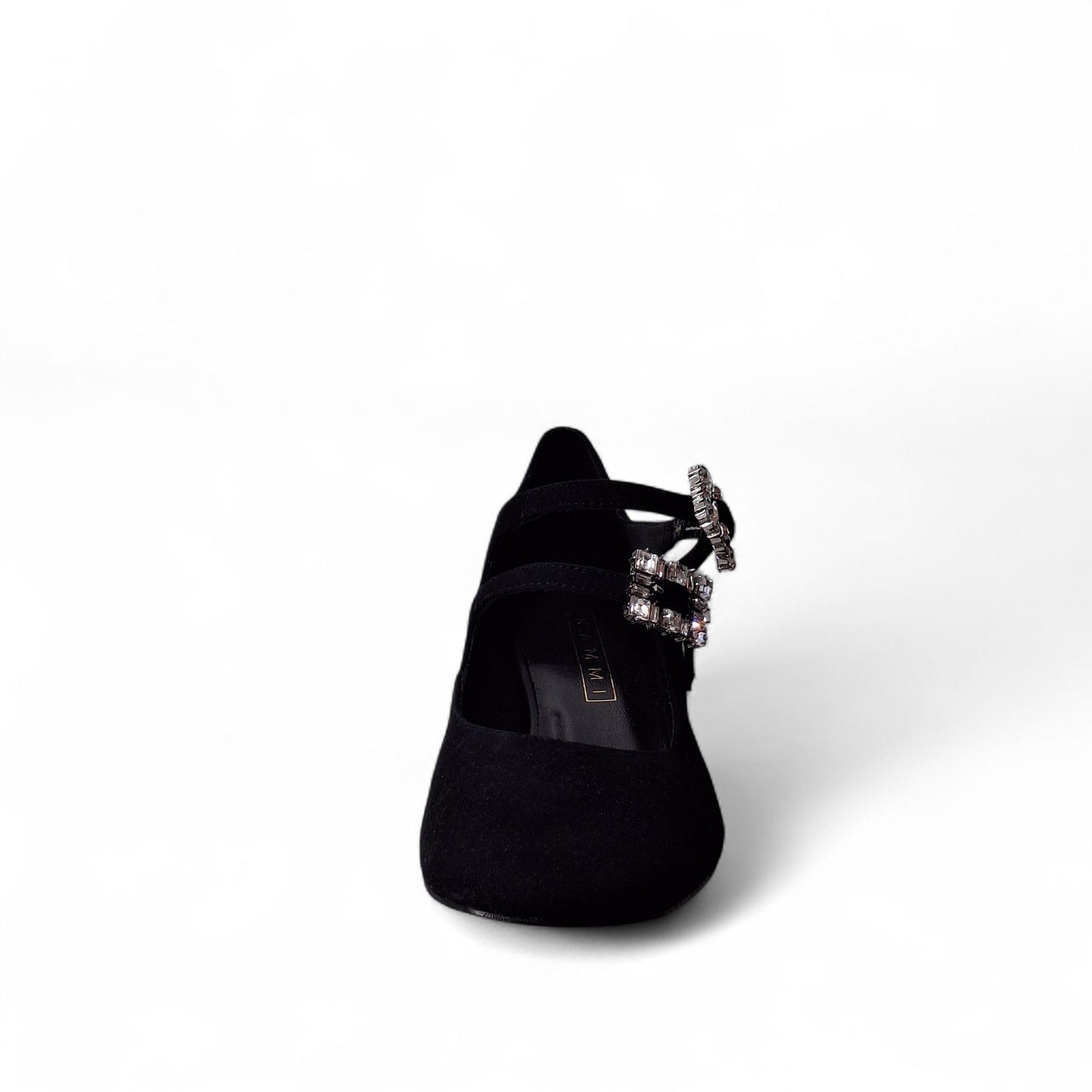 Kammi Decolleté Ballerina Tacco Gioiello da Donna – Nero