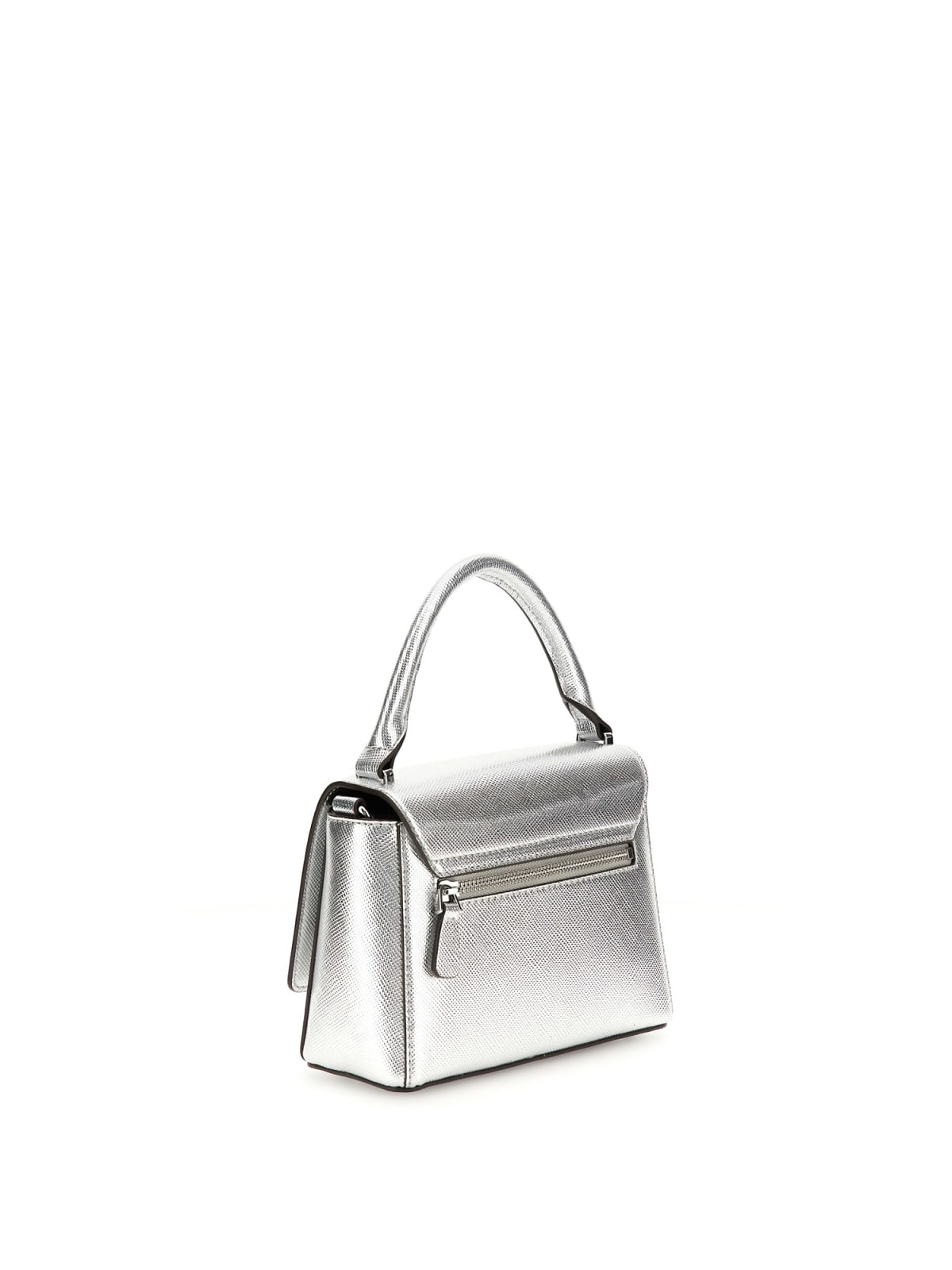 Guess Fedana Top Handle Flap Tracolla Media da Donna – Argento - HWZM9643200